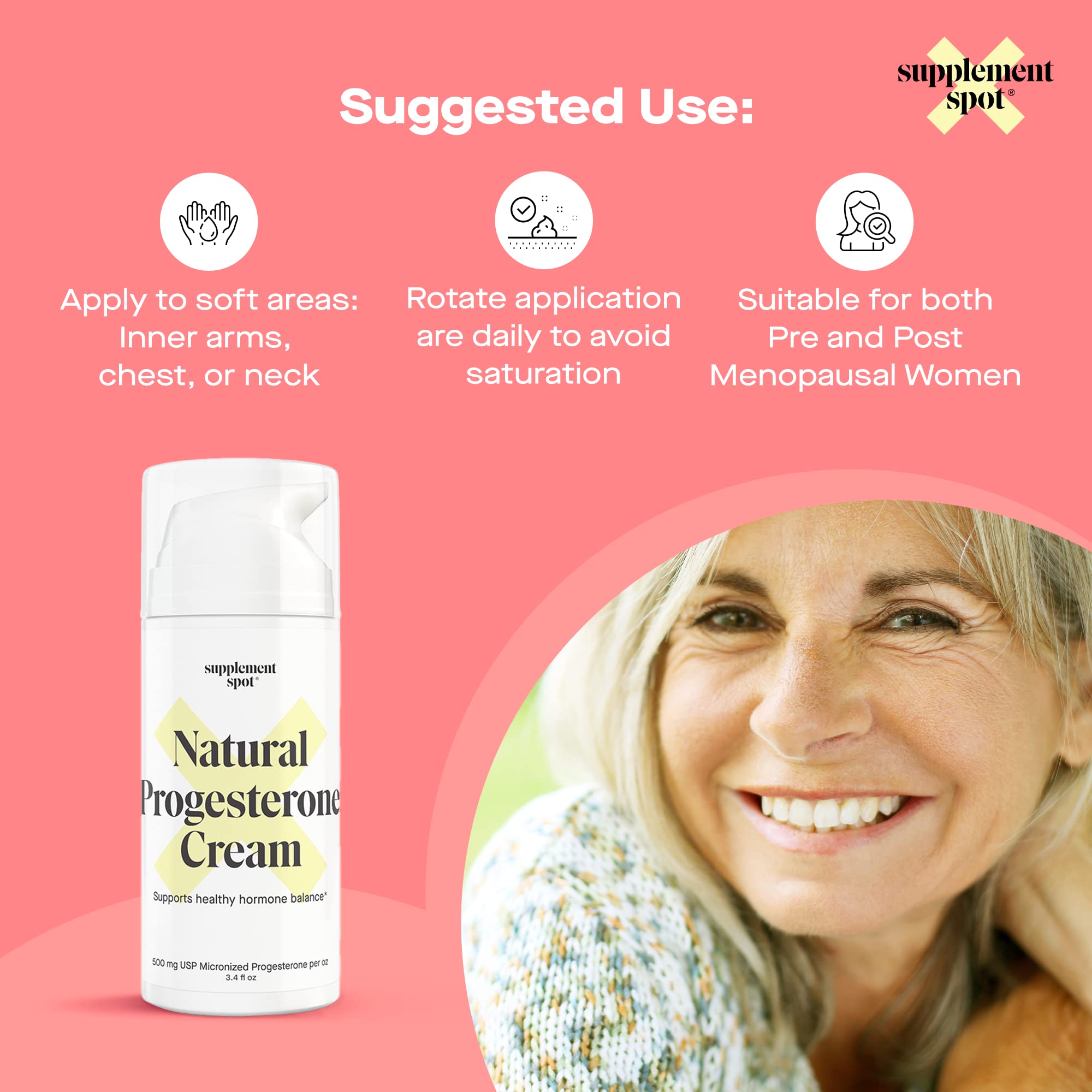 Supplement Spot Natural Progesterone Cream for Women – Micronized Bioidentical Progesterone Cream - AB Mystery