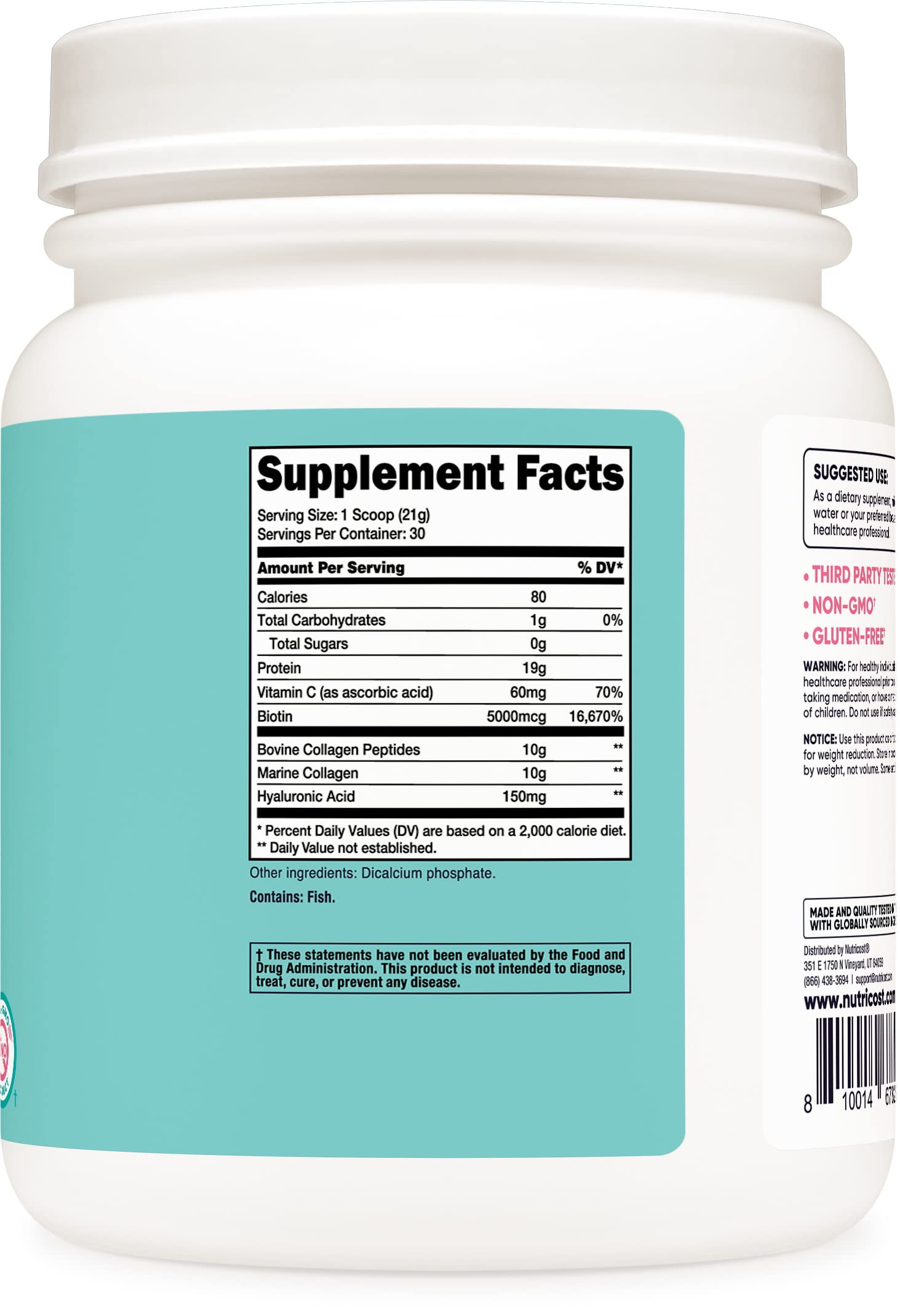 Nutricost Collagen for Women 30 Servings (Unflavored) - Grass-Fed Collagen Peptides - AB Mystery