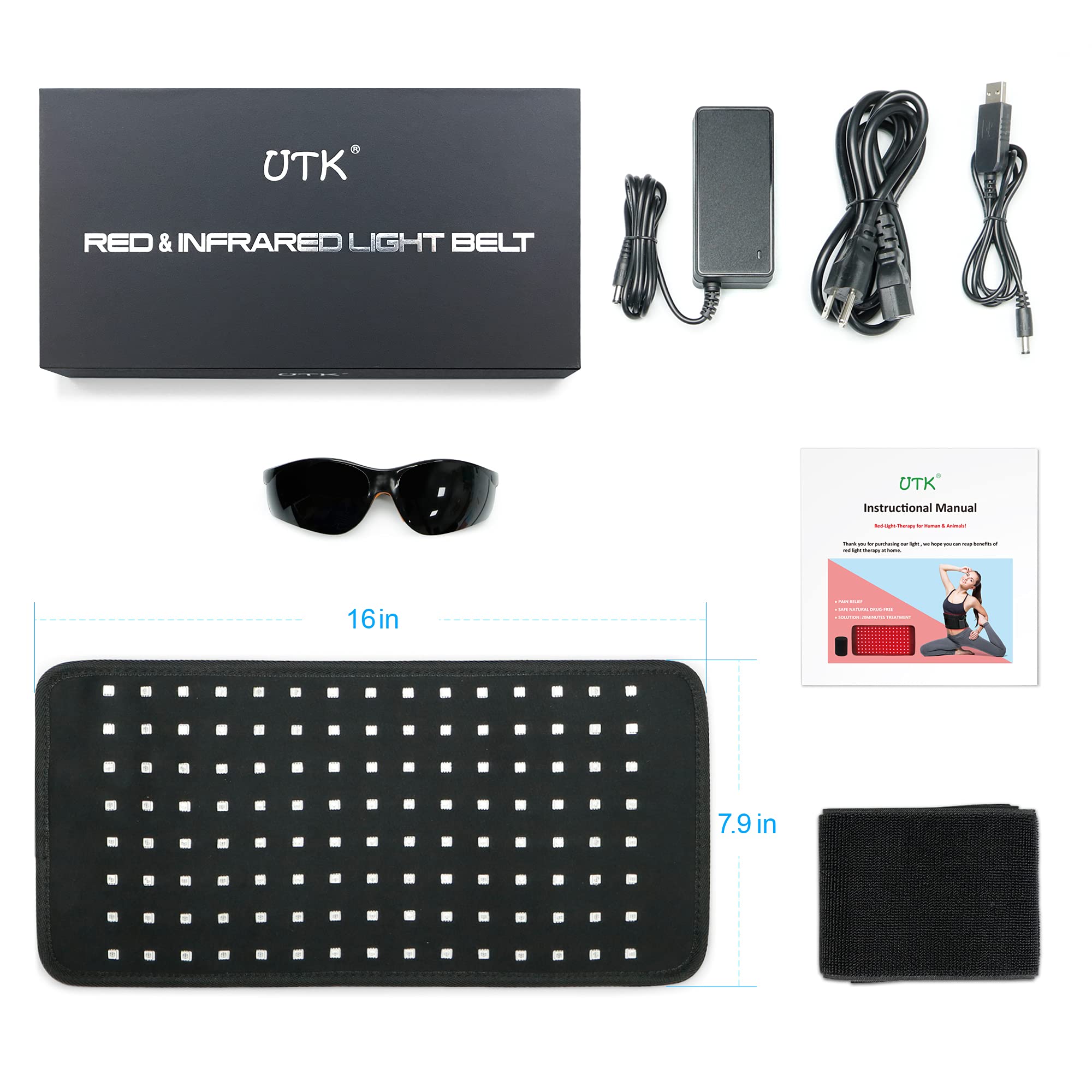 UTK Red Light Therapy Pad for Body Pain Relief, LED 660＆850nm Wearable Wrap Deep Therapy - AB Mystery