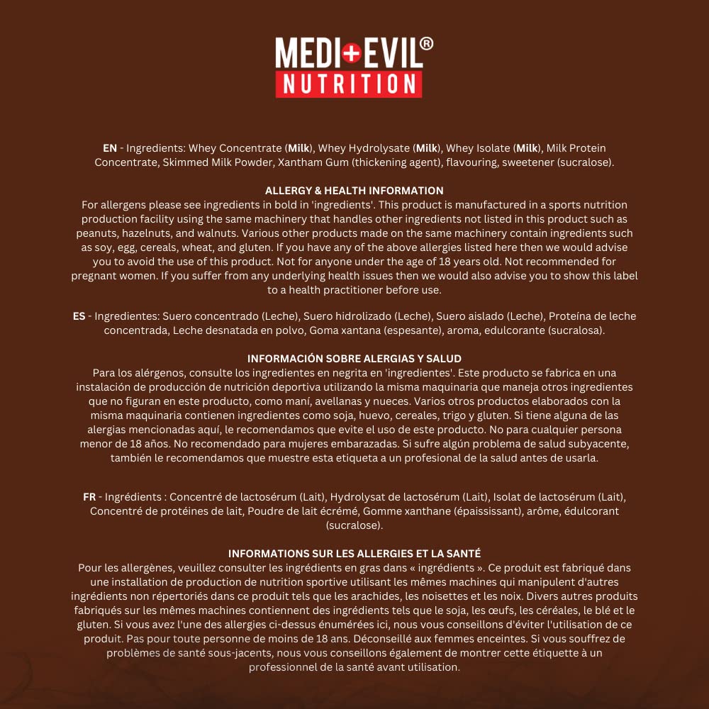 Medi-Evil Nutrition Whey Dynamic Protein, Triple Chocolate Flavour, 600g, 20 Servings Medi-Evil