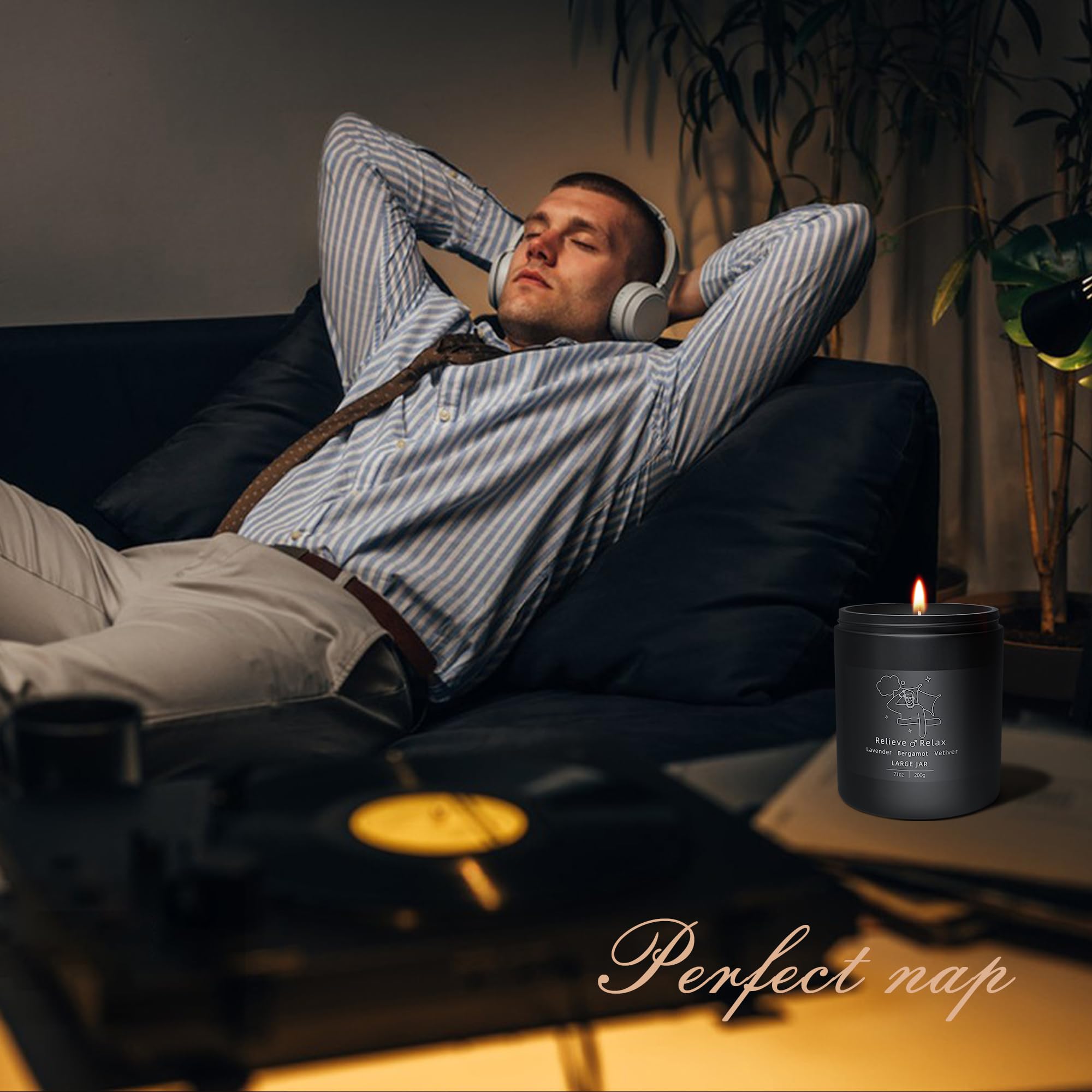 TRINIDa Large Sleep Scented Candles, Black Jar Natural Soy Candles for Home Scented, Candle Gift - AB Mystery