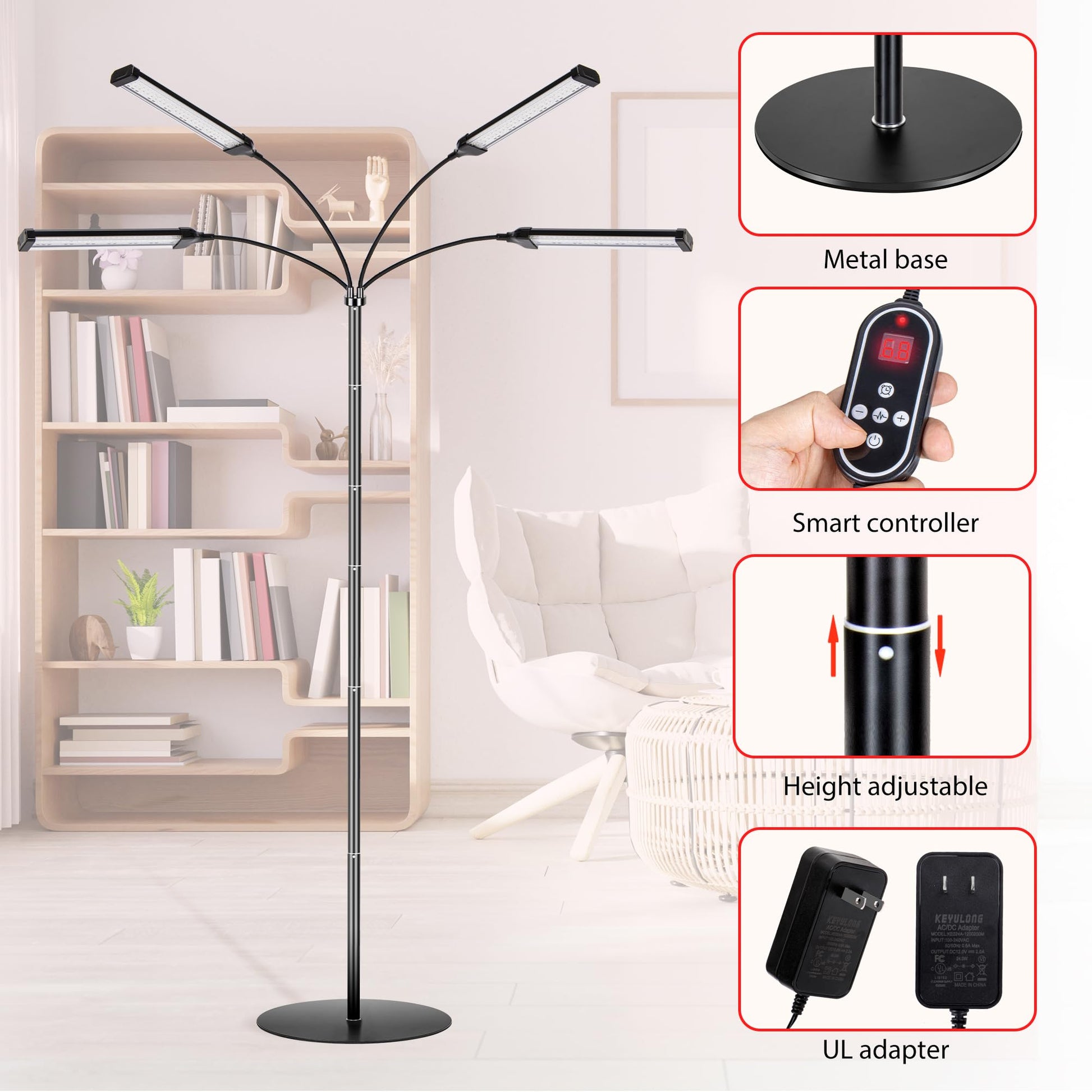 Dexnump Red Light Therapy for Face, 324 LEDs Red Light Therapy Lamp Height Free Adjustment Infrared - AB Mystery