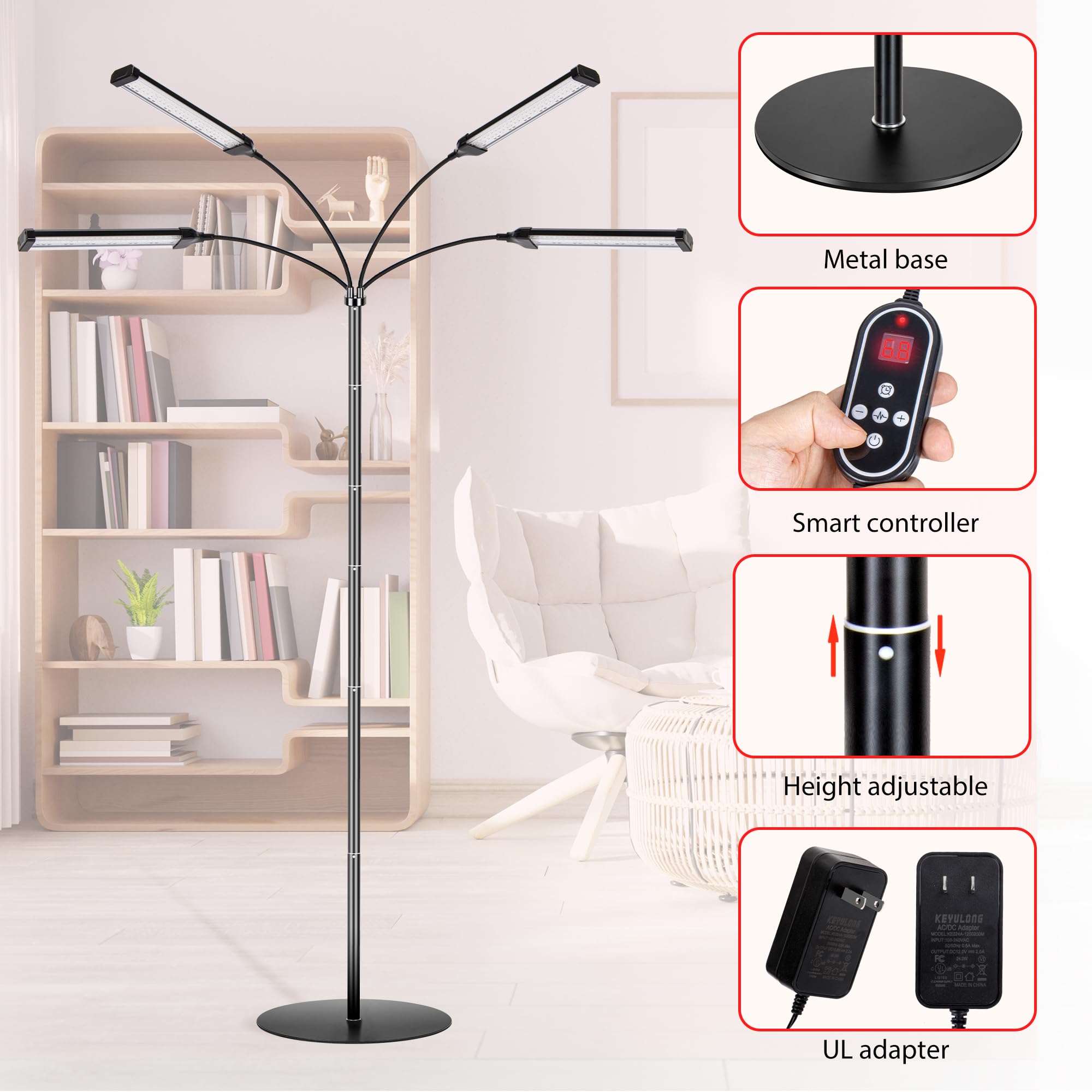 Dexnump Red Light Therapy for Face, 324 LEDs Red Light Therapy Lamp Height Free Adjustment Infrared - AB Mystery