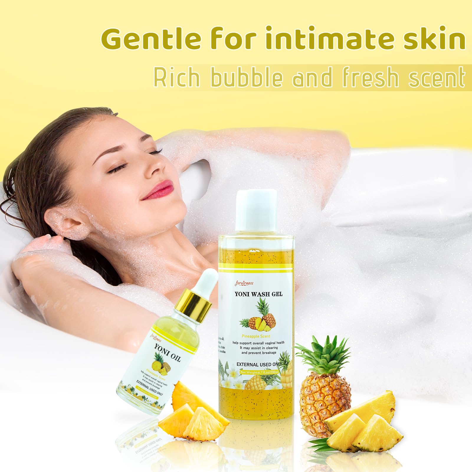 forvirness Natural Yoni Wash Yoni Oil Set, Cleanse - Remove Odor - ph Balance Feminine Wash - AB Mystery