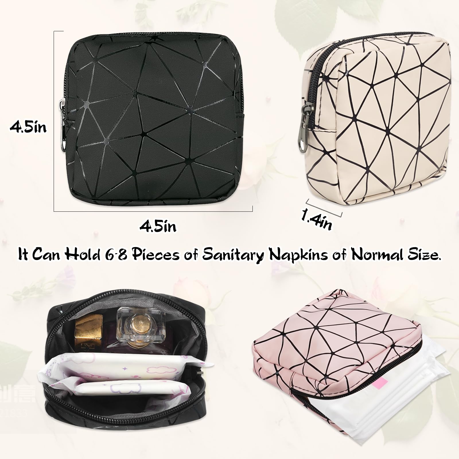 Yazabai Sanitary Napkin Storage Bag Pouch 4PCS Pads and Tampons Bags Pouches Portable - AB Mystery