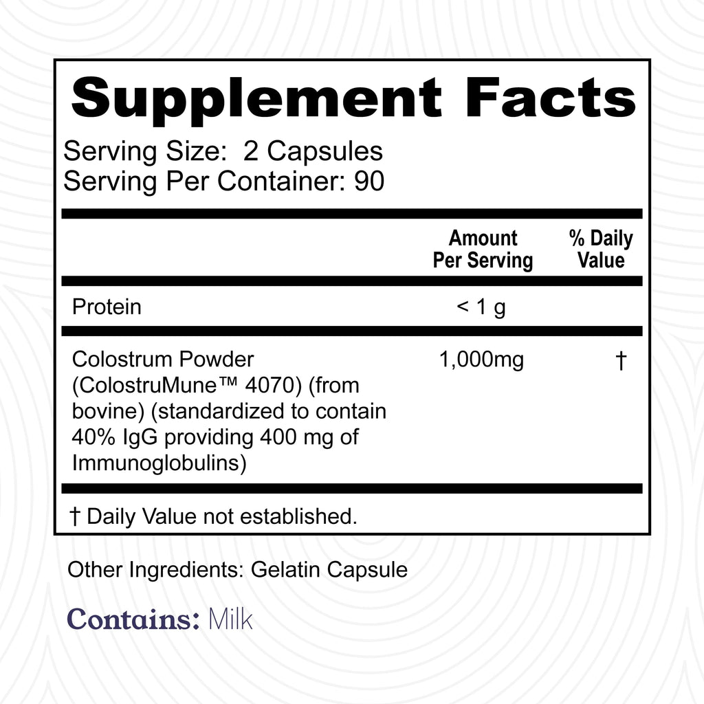 180ct Colostrum Capsules 40% IgG - USA Sourced Bovine Colostrum Powder - AB Mystery