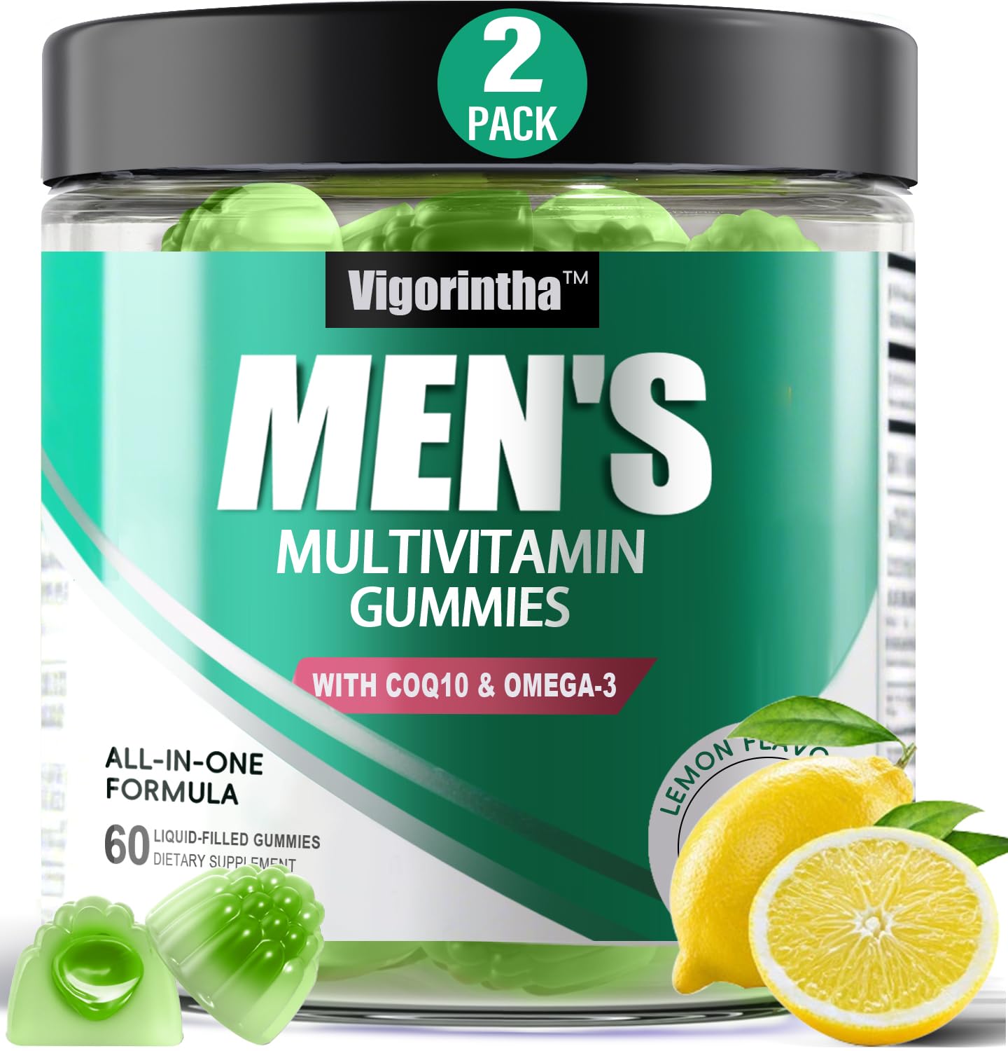 2 Pack Mens Multivitamins Gummies- Methylated Multivitamin for Men with Coq 10, Vegan Omega 3, Vitamins A C E D3 K2 B6 B12 B1 B2 - AB Mystery