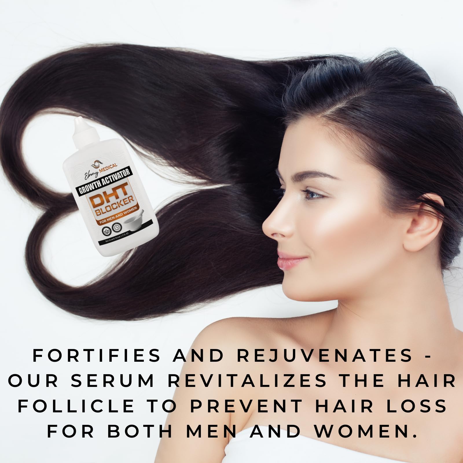 Ebony Medicals DHT Blocker Hair Growth Serum - Hair Loss Supplement, Supports Natural Regrowth - AB Mystery