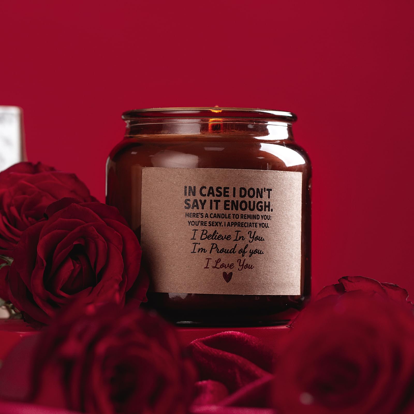 Candle Amber Moss Scented, Valentines Day Gifts for Her Girlfriend Wife, Romantic Anniversary - AB Mystery