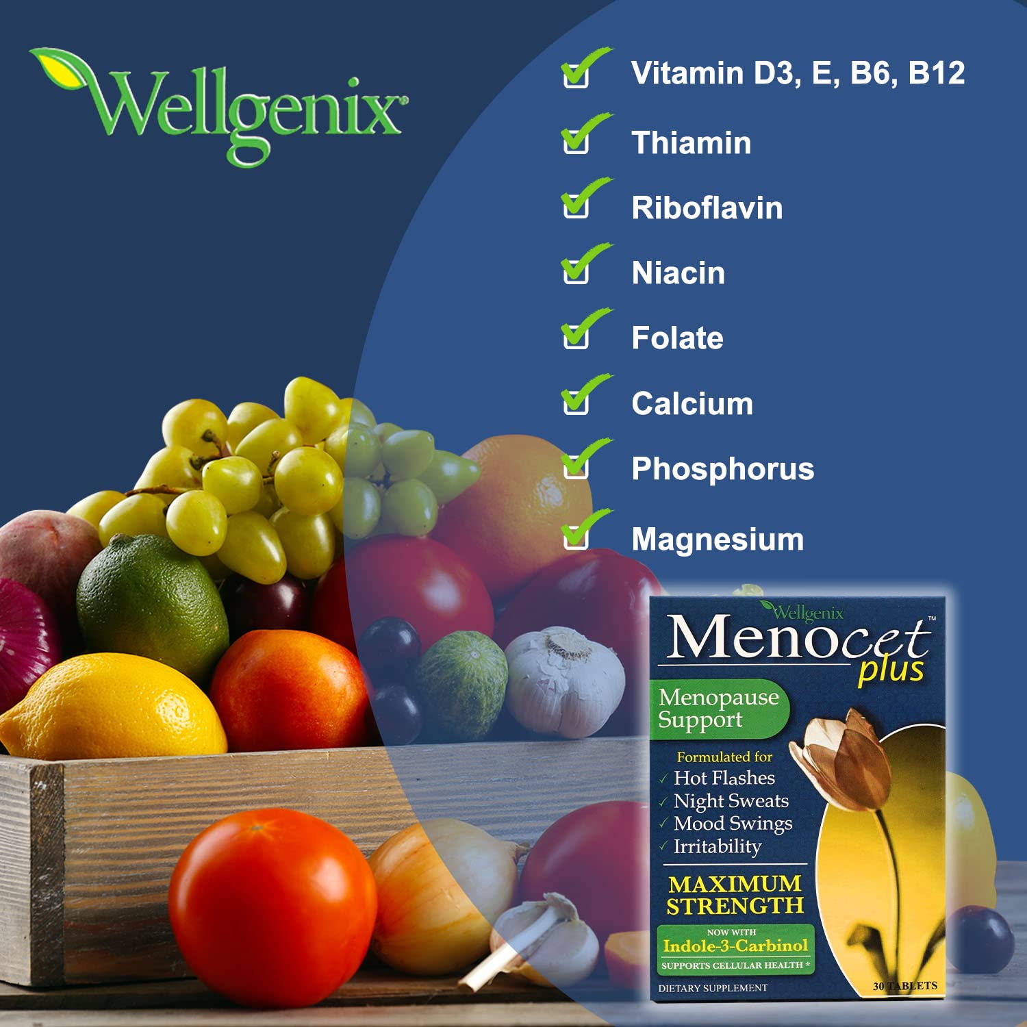 Wellgenix Menocet Plus Menopause Support - All-in-One Menopause Supplement - Daily Relief Feminine - AB Mystery