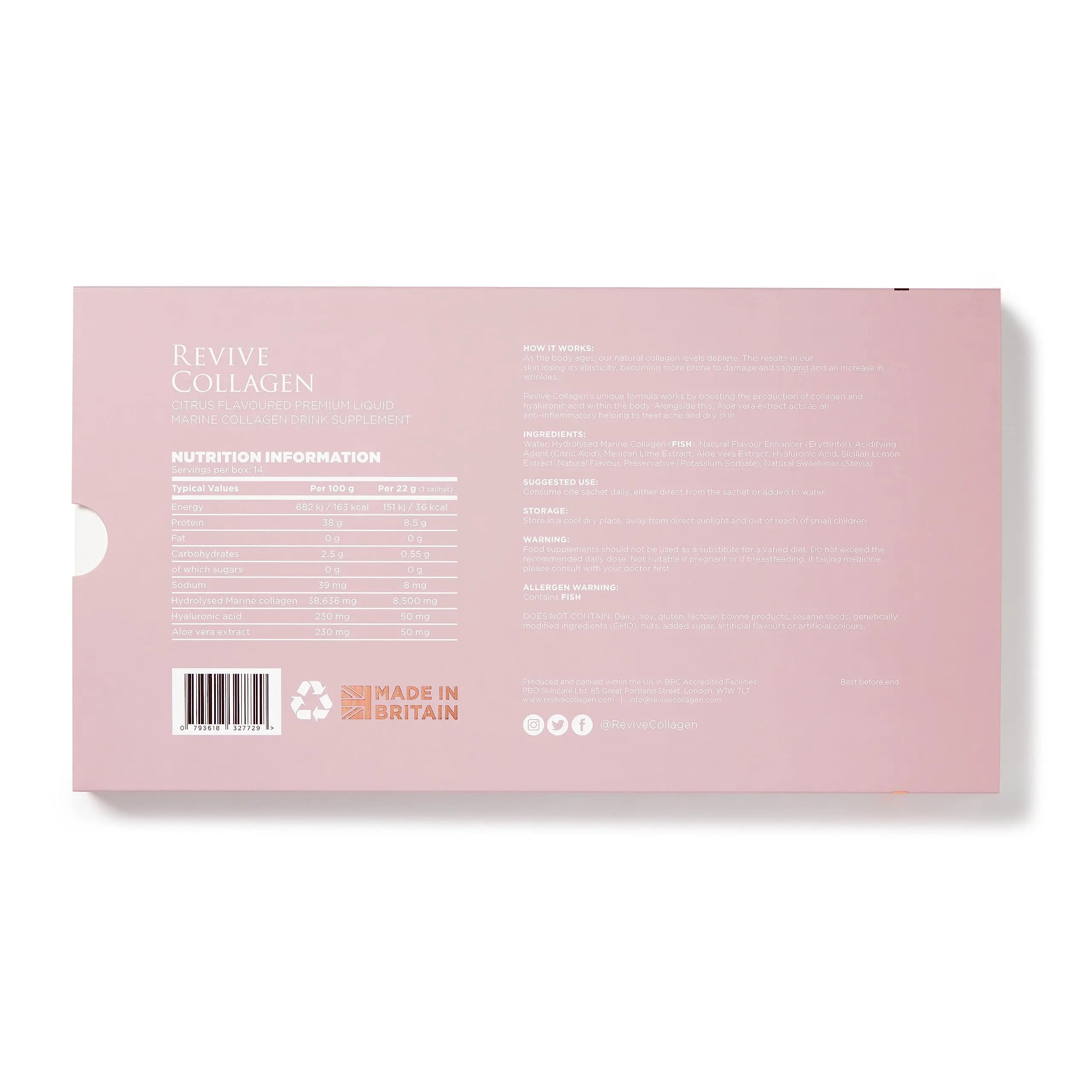 Revive Collagen Premium 8,500mg Hydrolysed Marine Collagen Drink with Added Hyaluronic Acid & Aloe Vera - AB Mystery