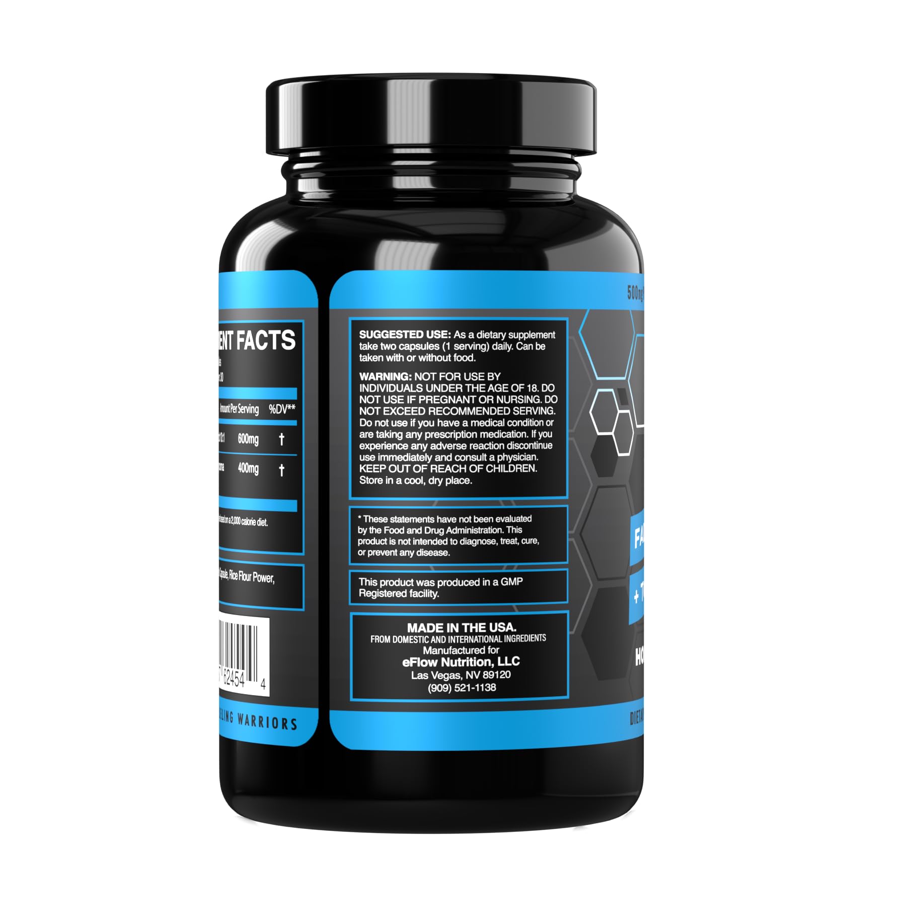 eFlow Nutrition Fadogia Agrestic + Tongkat Ali - [2-in-1] Natural Performance Supplement - AB Mystery