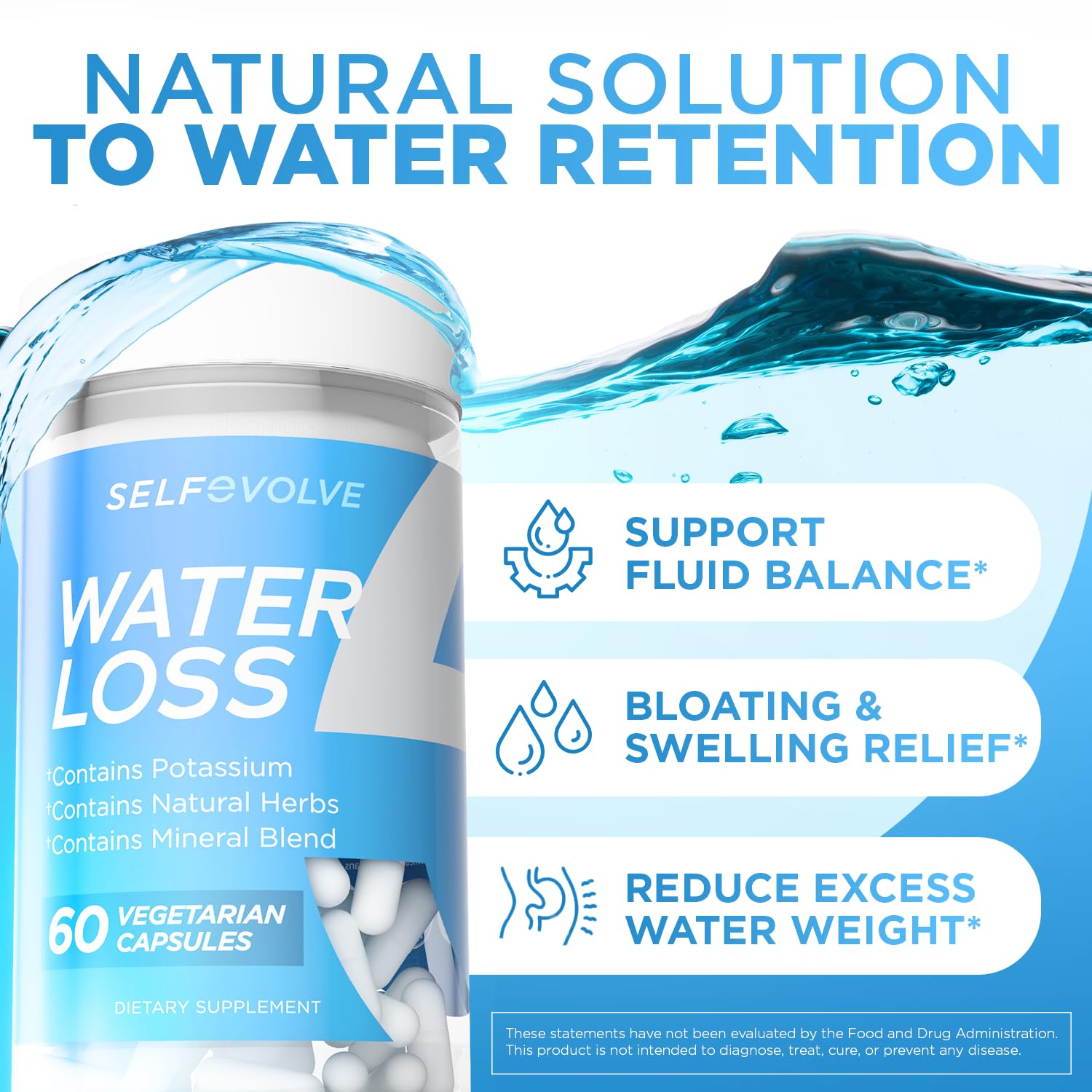 selfevolve Water Loss and DIM Supplement Bundle - Natural Water Pills for Reducing Water Retention - AB Mystery