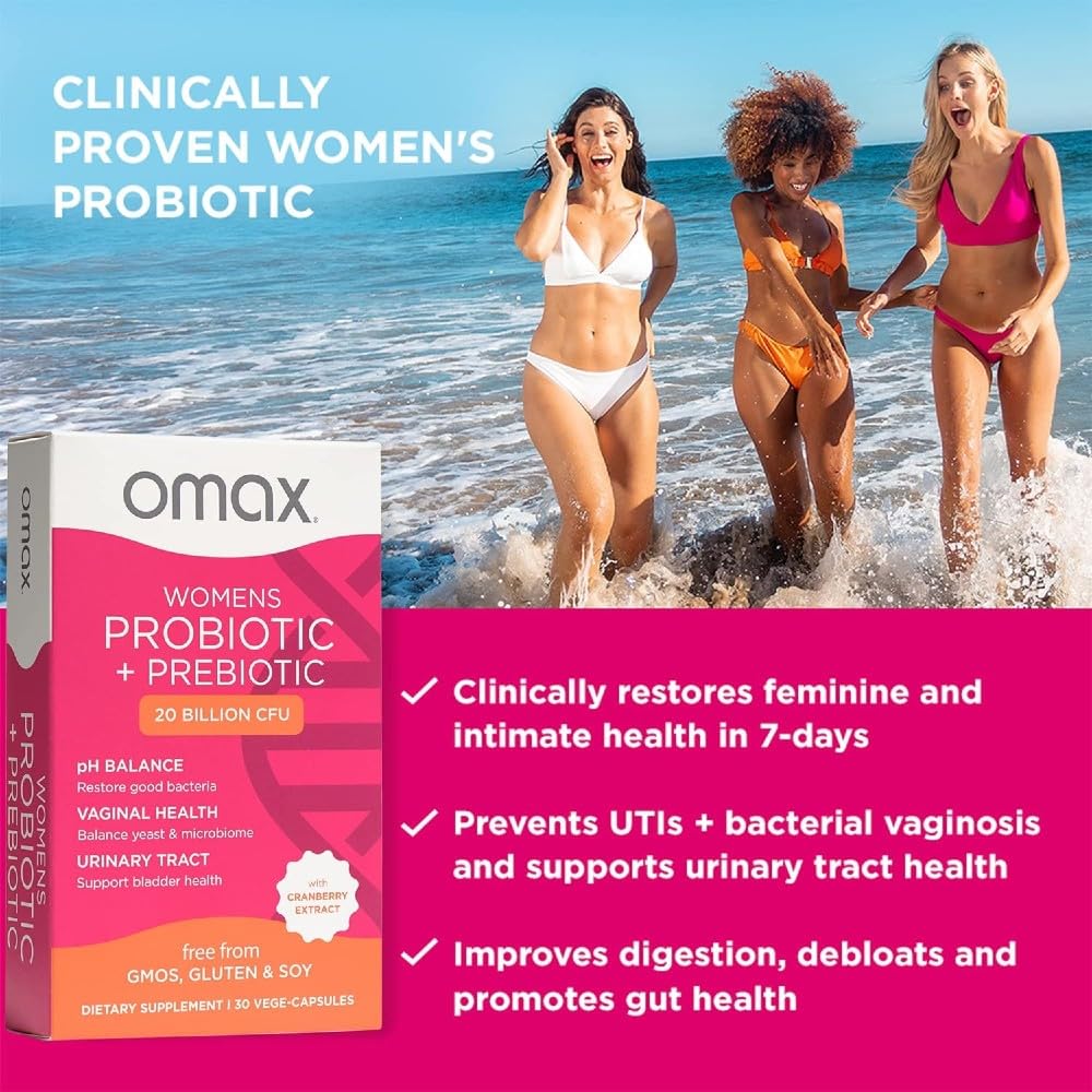 2 Pack Omax Prebiotics & Probiotics for Women, pH Balance, Vaginal Health, Urinary Tract, Yeast - AB Mystery
