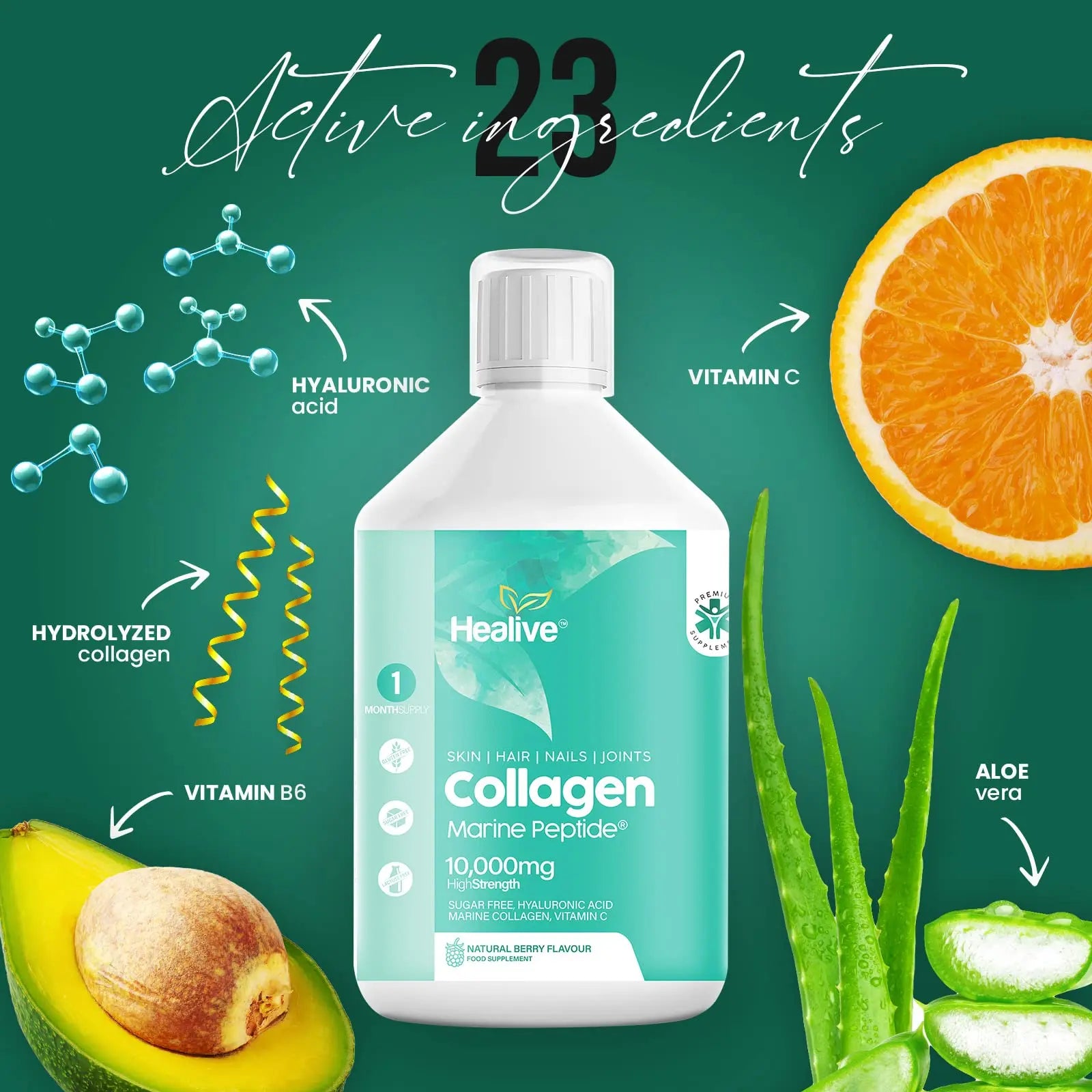 HEALIVE Marine Collagen Peptides - Skin, Hair, Nail & Joint, Support Against Premature Ageing - AB Mystery