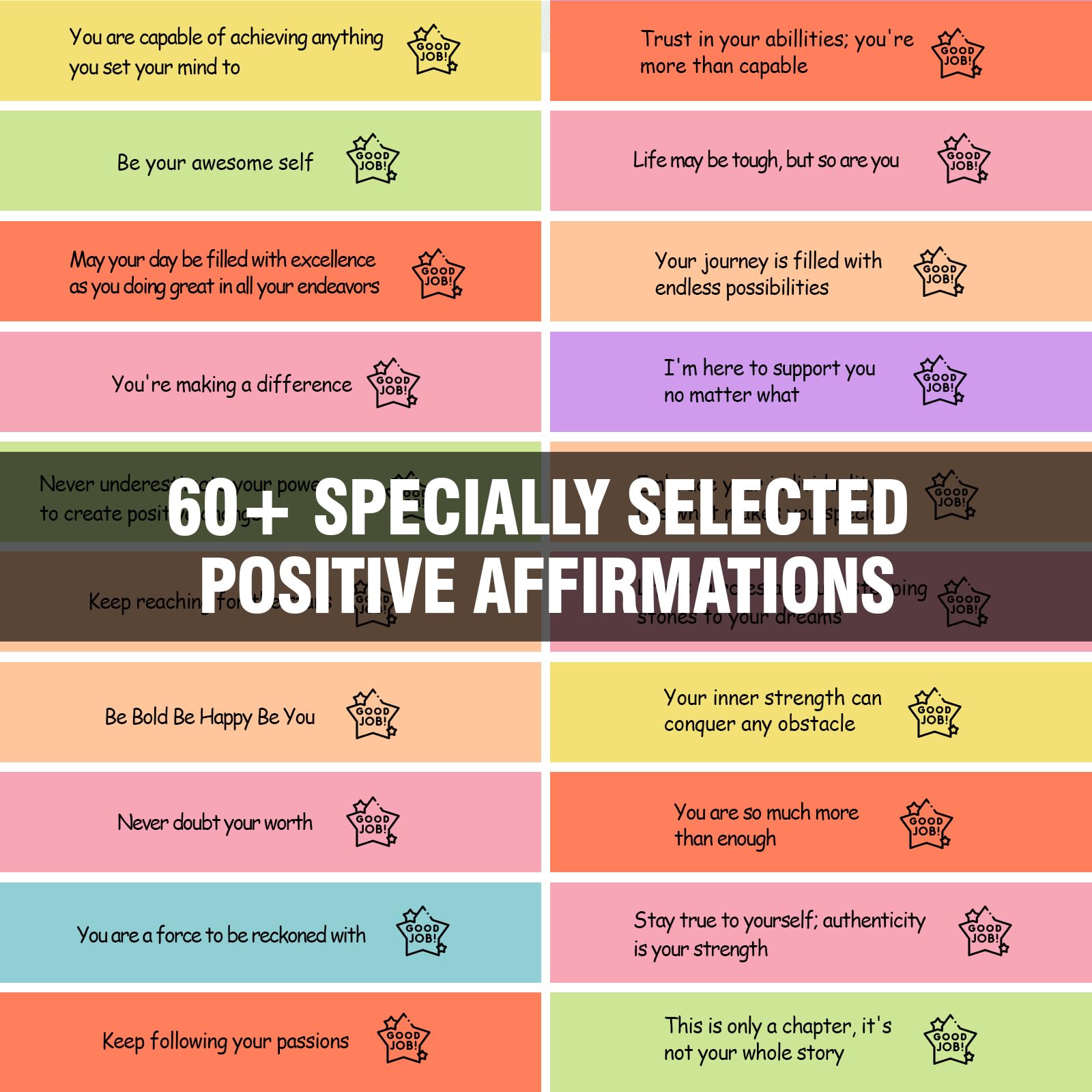 HIONXMGA Positive Messages in a Bottle (60+ Positive Affirmations),Self Care Gifts for Women Men - AB Mystery