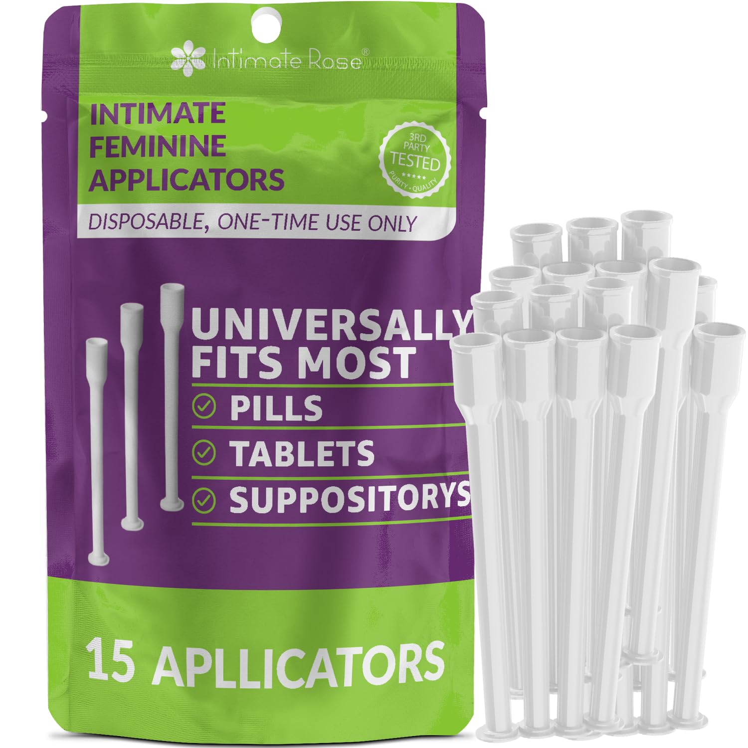 Intimate Rose Boric Acid Suppositories + 15 Count Vaginal Suppository Applicator + pH Test Strips - AB Mystery