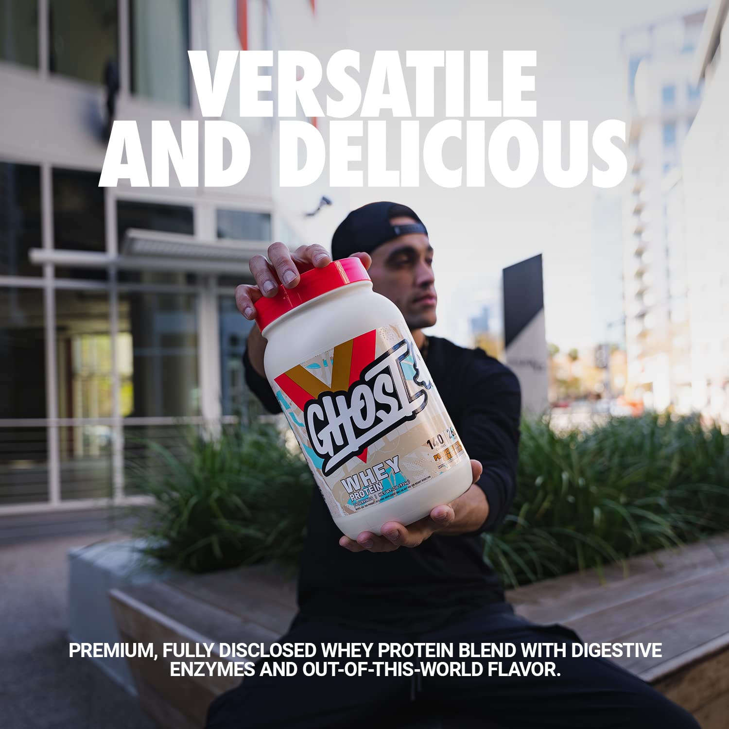 GHOST Whey Protein Powder, Peanut Butter Cereal Milk - 2LB Tub, 26G of Protein - AB Mystery