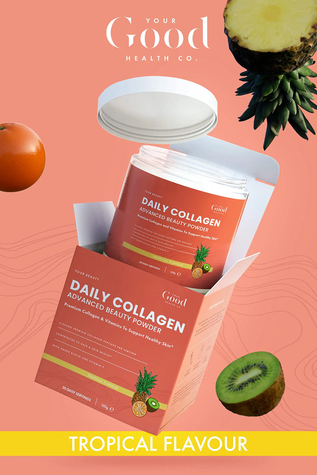 Your Good Health Co. – Your Beauty Premium Collagen Powder, Tropical | 150g - AB Mystery