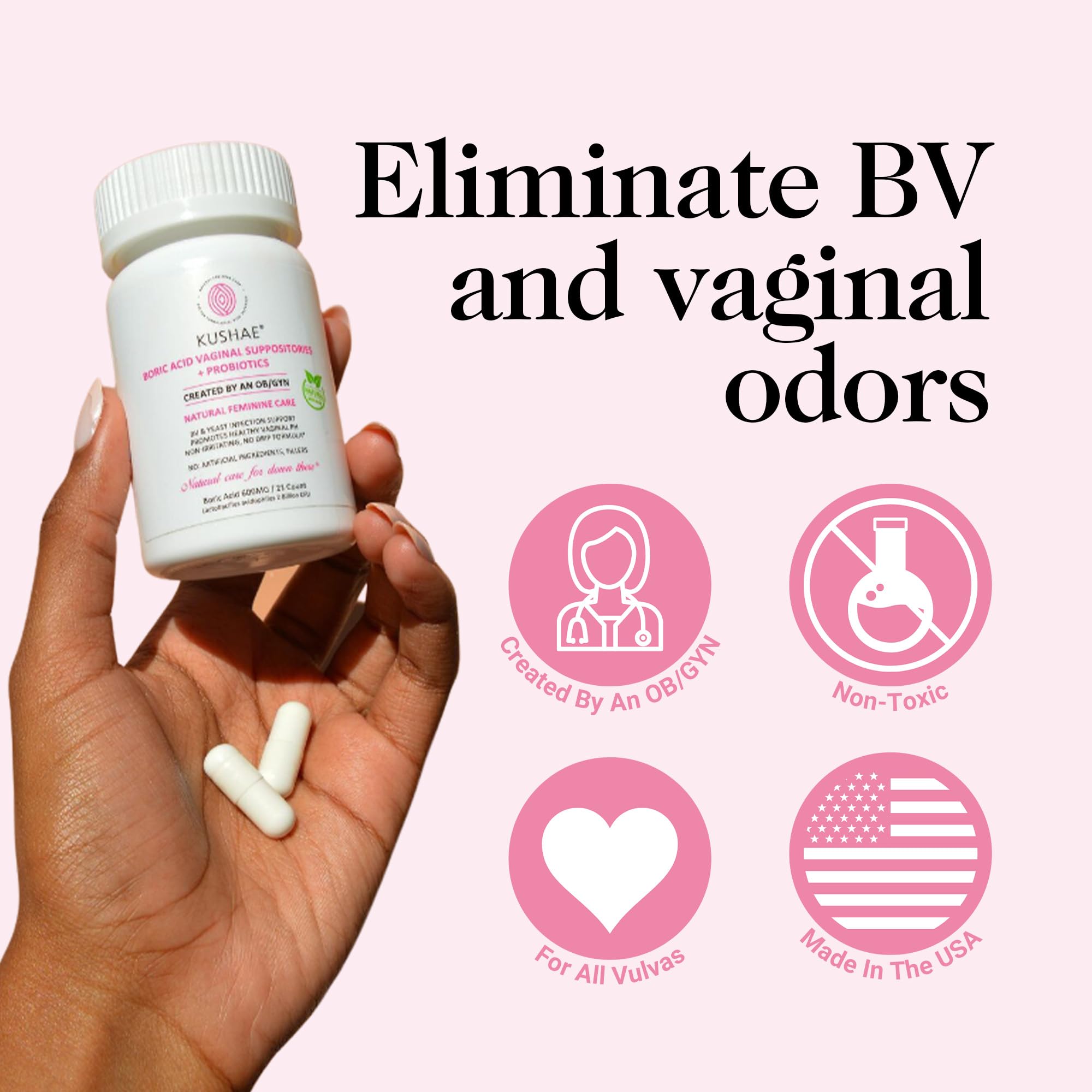 Kushae Boric Acid Suppositories with Applicator, All-Natural Boric Acid Suppositories for Women - AB Mystery