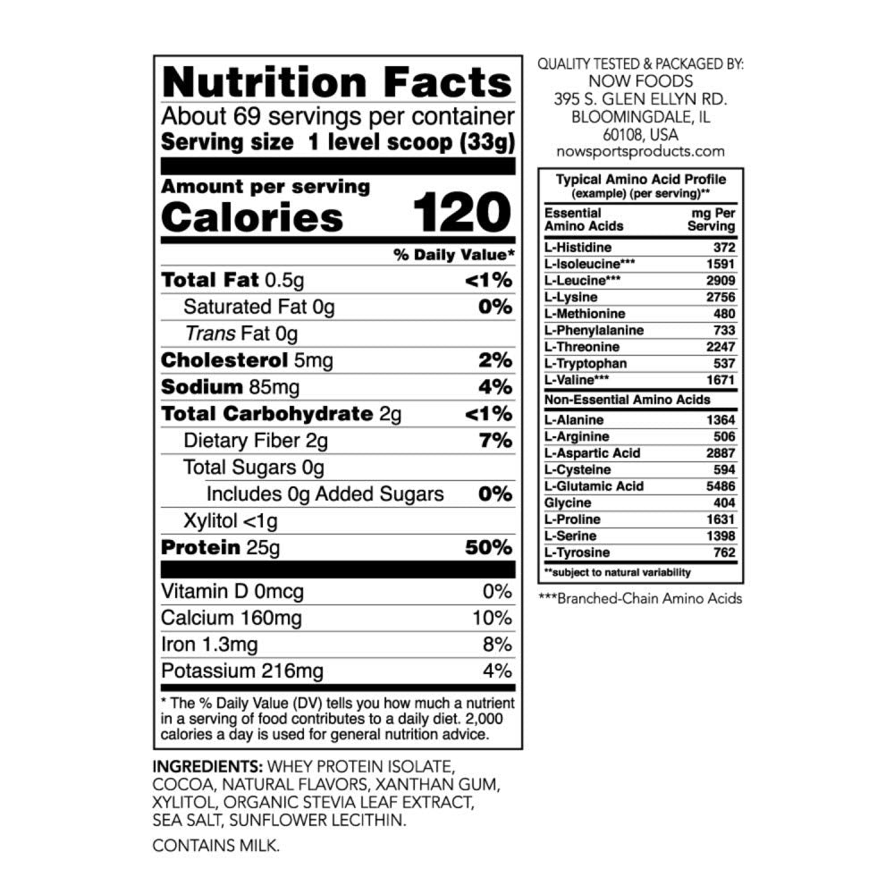 NOW Sports Nutrition, Whey Protein Isolate, 25 G With BCAAs, Creamy Chocolate Powder - AB Mystery