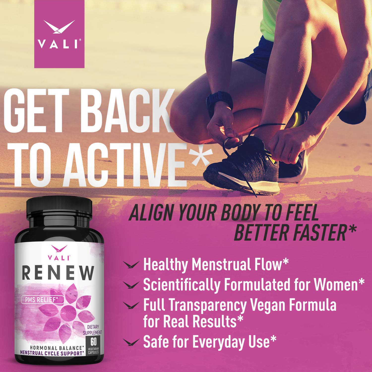 VALI Renew PMS Relief Supplement. Women’s Menstrual Cycle Support. Herbal Formula - AB Mystery