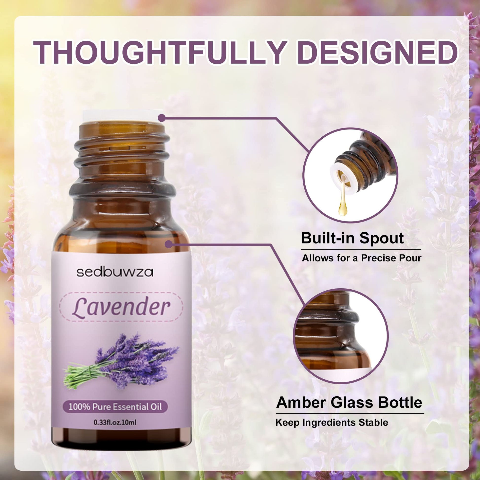 Sedbuwza Vanilla Oil Lavender Essential Oil Gift Set, 100% Pure Organic Fragrance Oil Set for Diffuser - AB Mystery