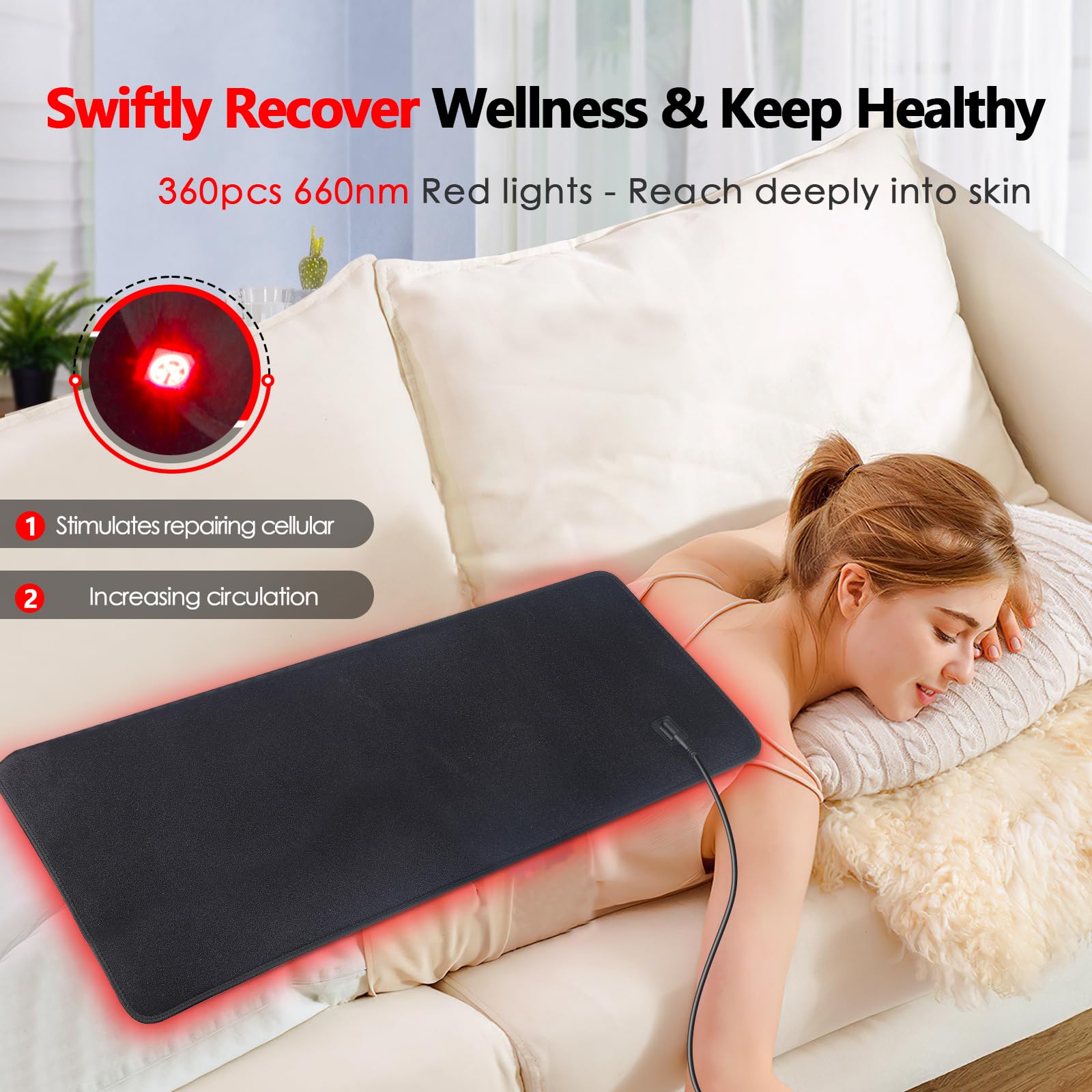 RUISQM Red Light Therapy Mat for Body - 360 LEDs Large Red & Infrared Light Therapy Pad Blanket - AB Mystery