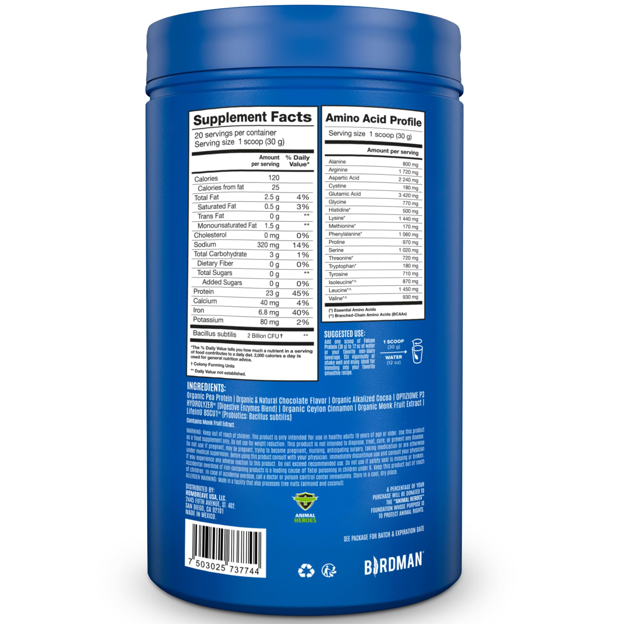 BIRDMAN Falcon Vegan Protein Powder Organic, Stevia & Sugar Free, Plant Based Protein - AB Mystery