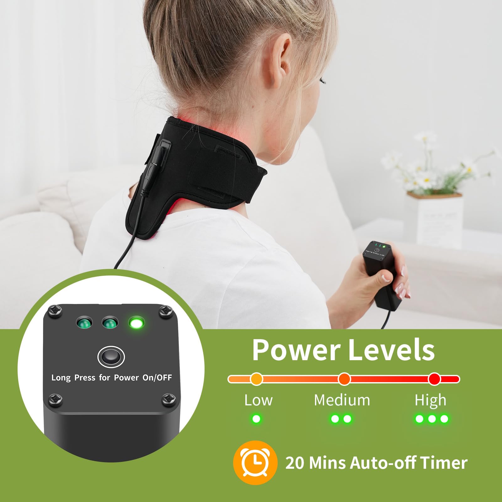 Rechargeable Red Light Therapy Neck Shoulder, Infrared Light Therapy for Body Pain Relief, Portable Red Light - AB Mystery