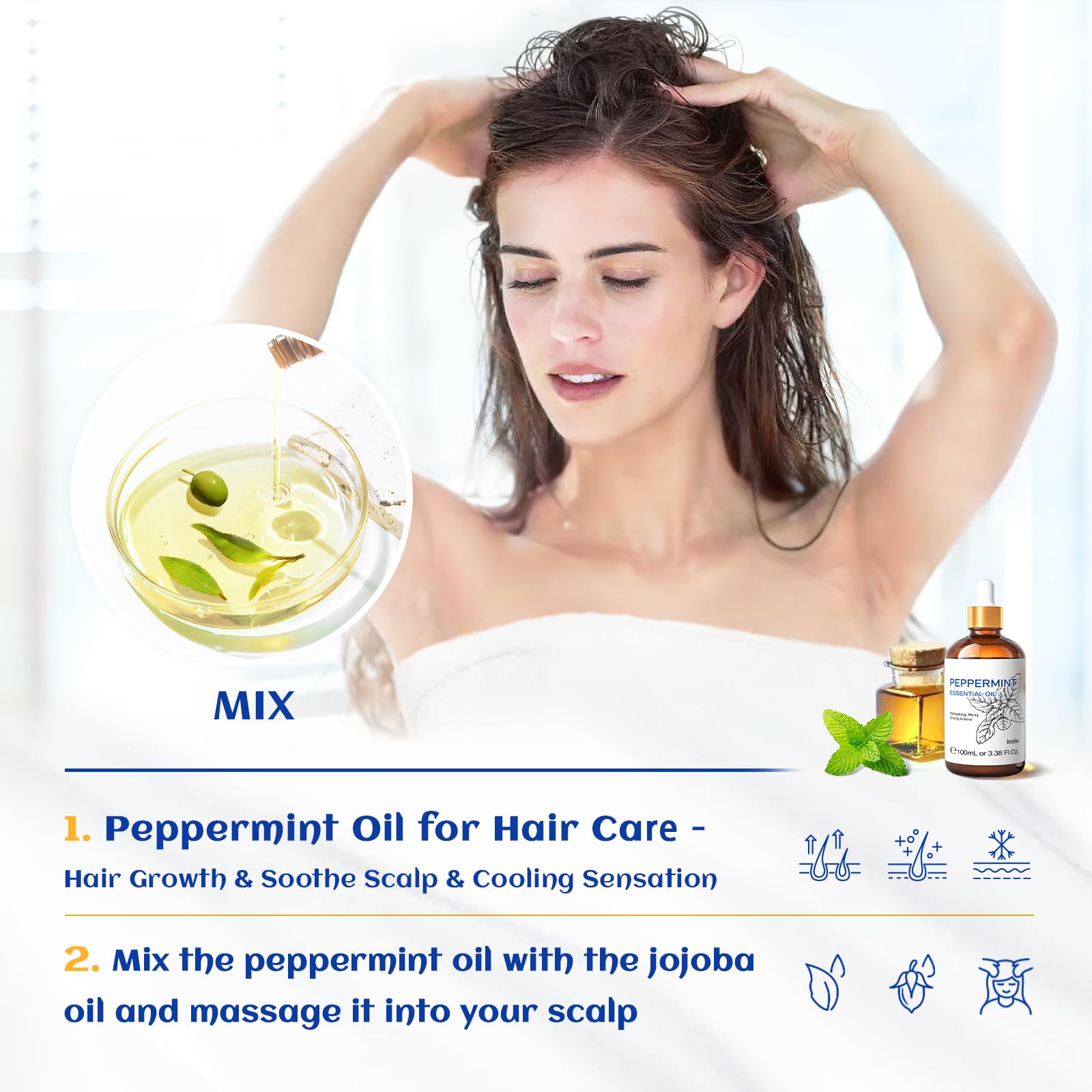 HIQILI Peppermint Essential Oil, 100% Pure Natural for Diffuser, Hair, Massage, Add to Spray - AB Mystery