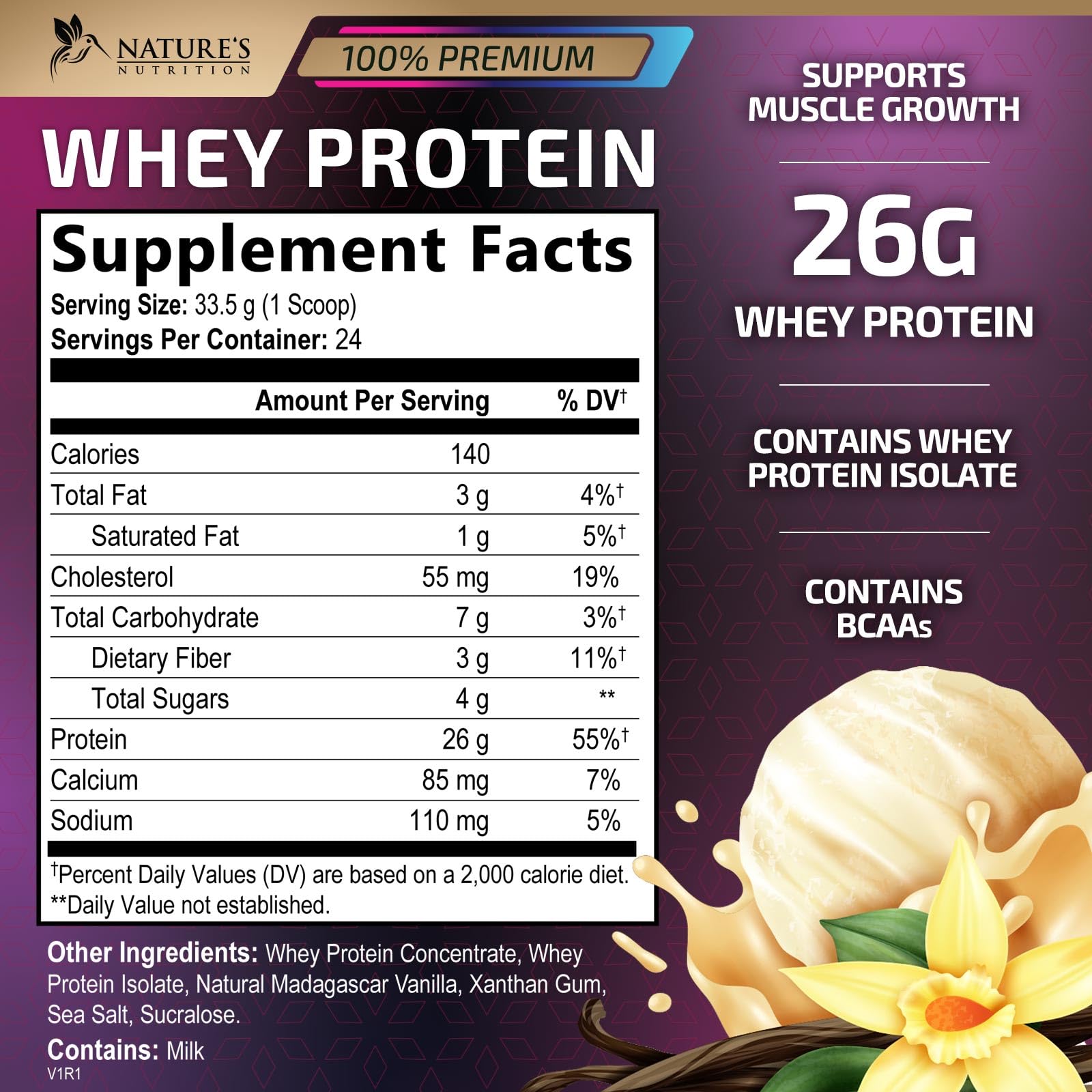 Whey Protein Powder 26g - Vanilla Ice Cream Whey Isolate Protein for Muscle Growth - AB Mystery
