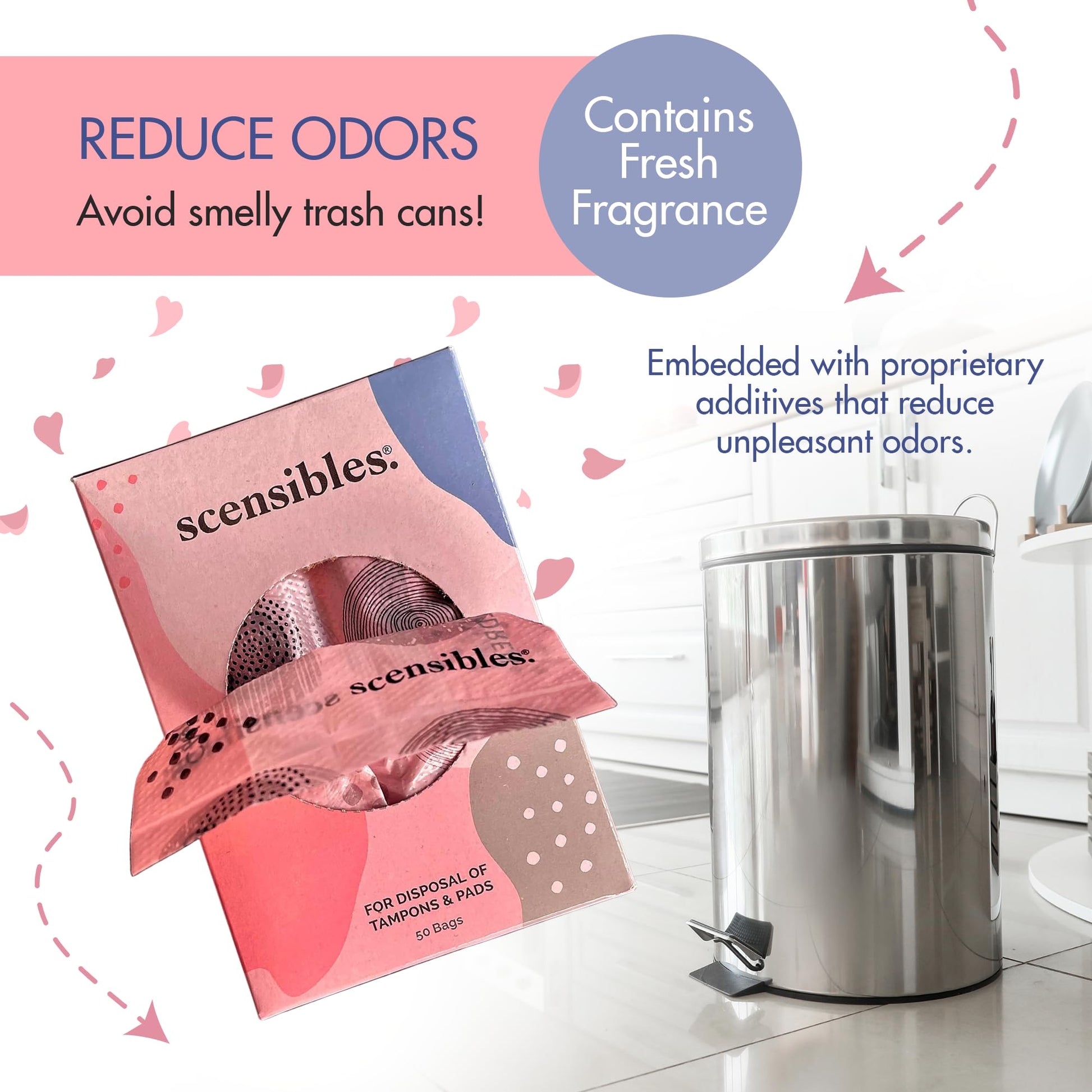 Scensibles Personal Care Disposal Bags (50 Count) - For Tampons, Pads, Liners, Condoms & More - AB Mystery