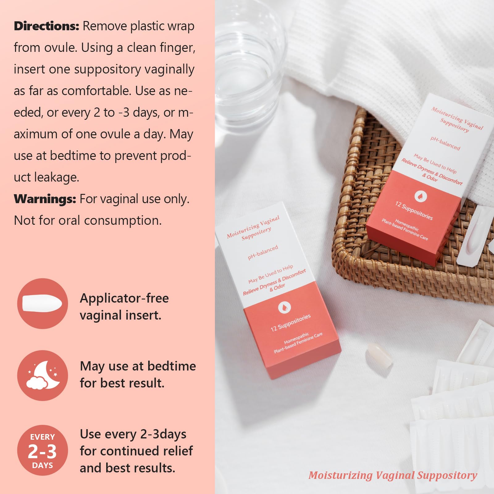 Vaginal Moisturizing Suppositories for Lasting Hydration & Comfort | Balances pH, Soothes Dryness - AB Mystery
