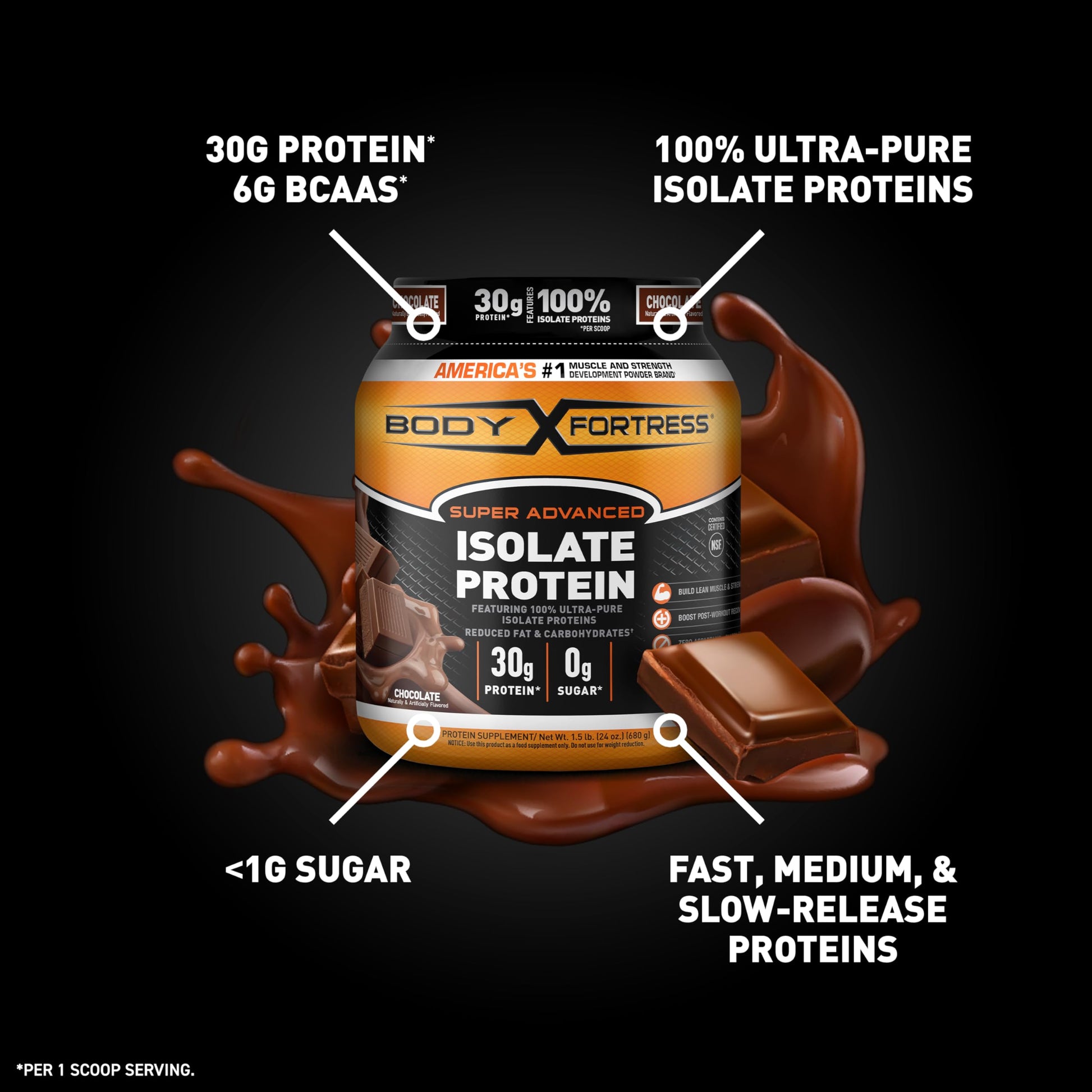 Body Fortress Super Advanced Isolate Protein, Chocolate Protein Powder Supplement - AB Mystery
