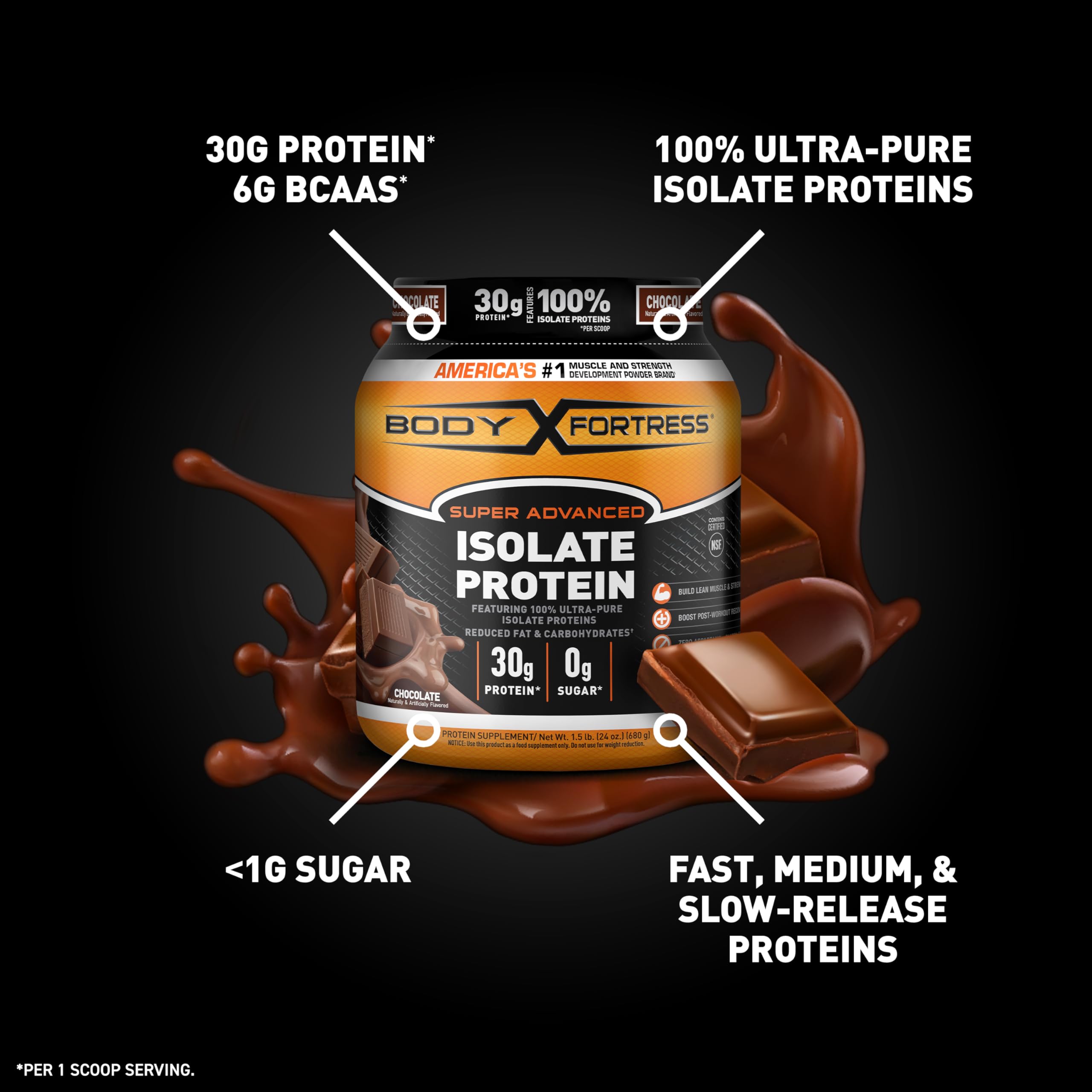 Body Fortress Super Advanced Isolate Protein, Chocolate Protein Powder Supplement - AB Mystery