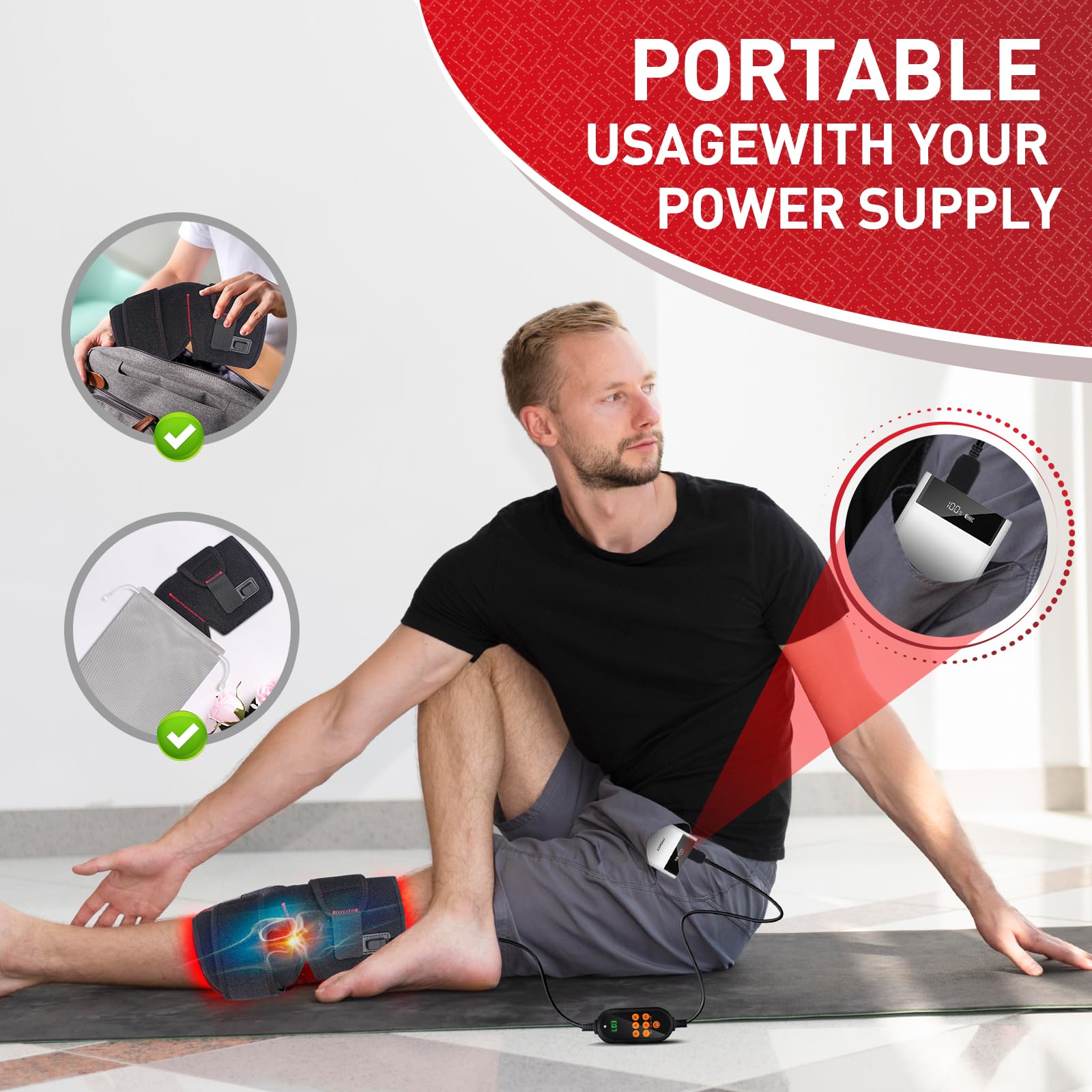 Red Light Therapy for Knee, 660nm Red Light and 850nm Near Infrared Light Therapy Device - AB Mystery