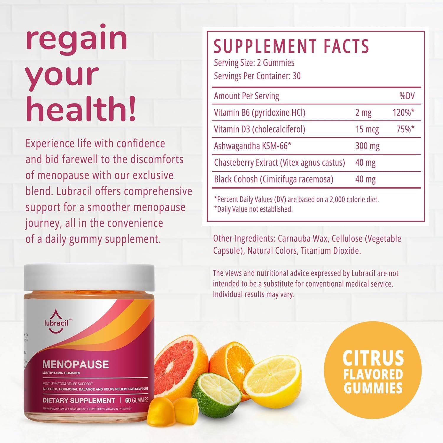 Lubracil - Menopause Gummies - Women's Natural Hormone-Free Daily Dietary Supplement - AB Mystery