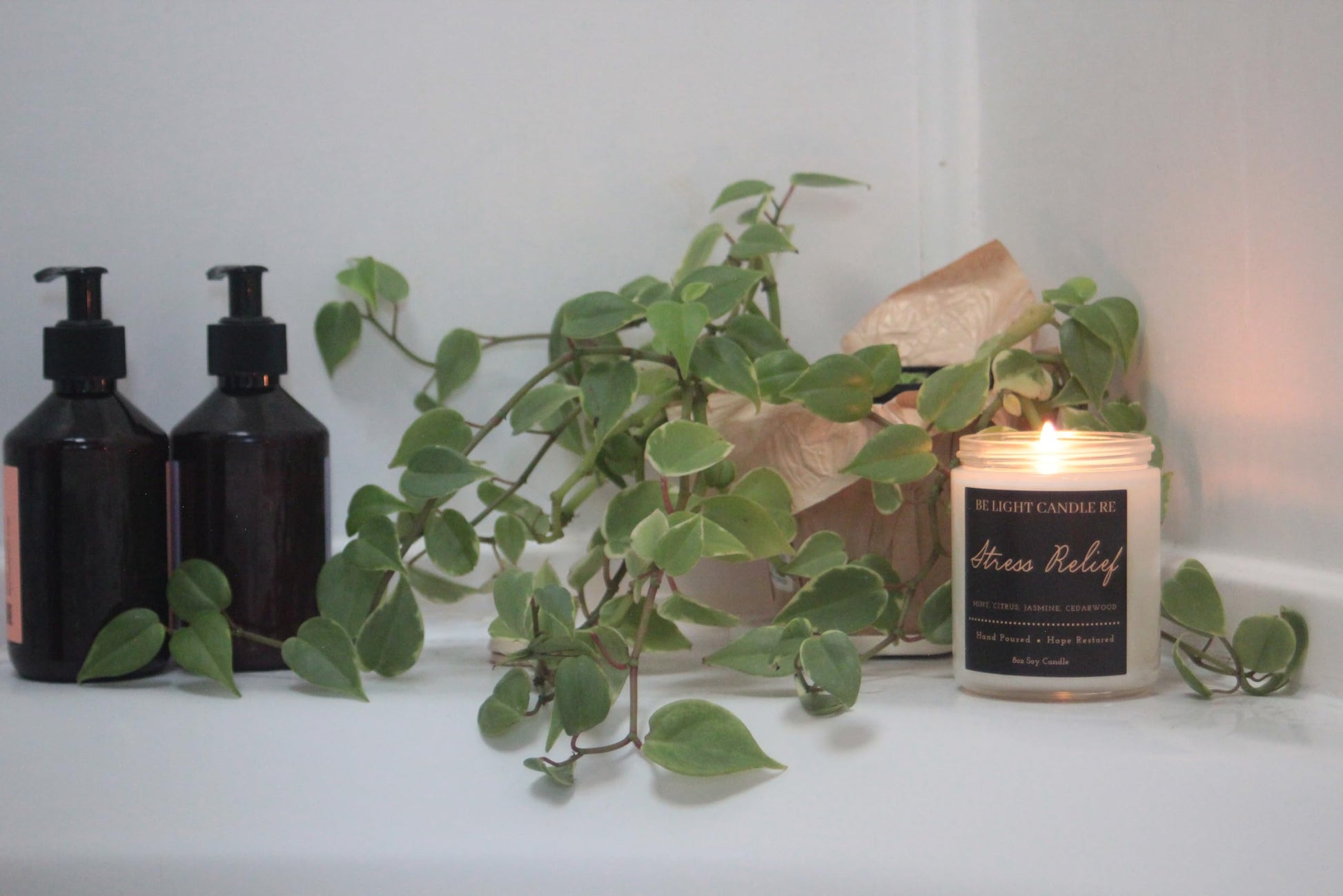 Stress Relief Candle | Purpose-Driven Soy Candles | Scented Candle for Home | 8oz Long Lasting Candle - AB Mystery