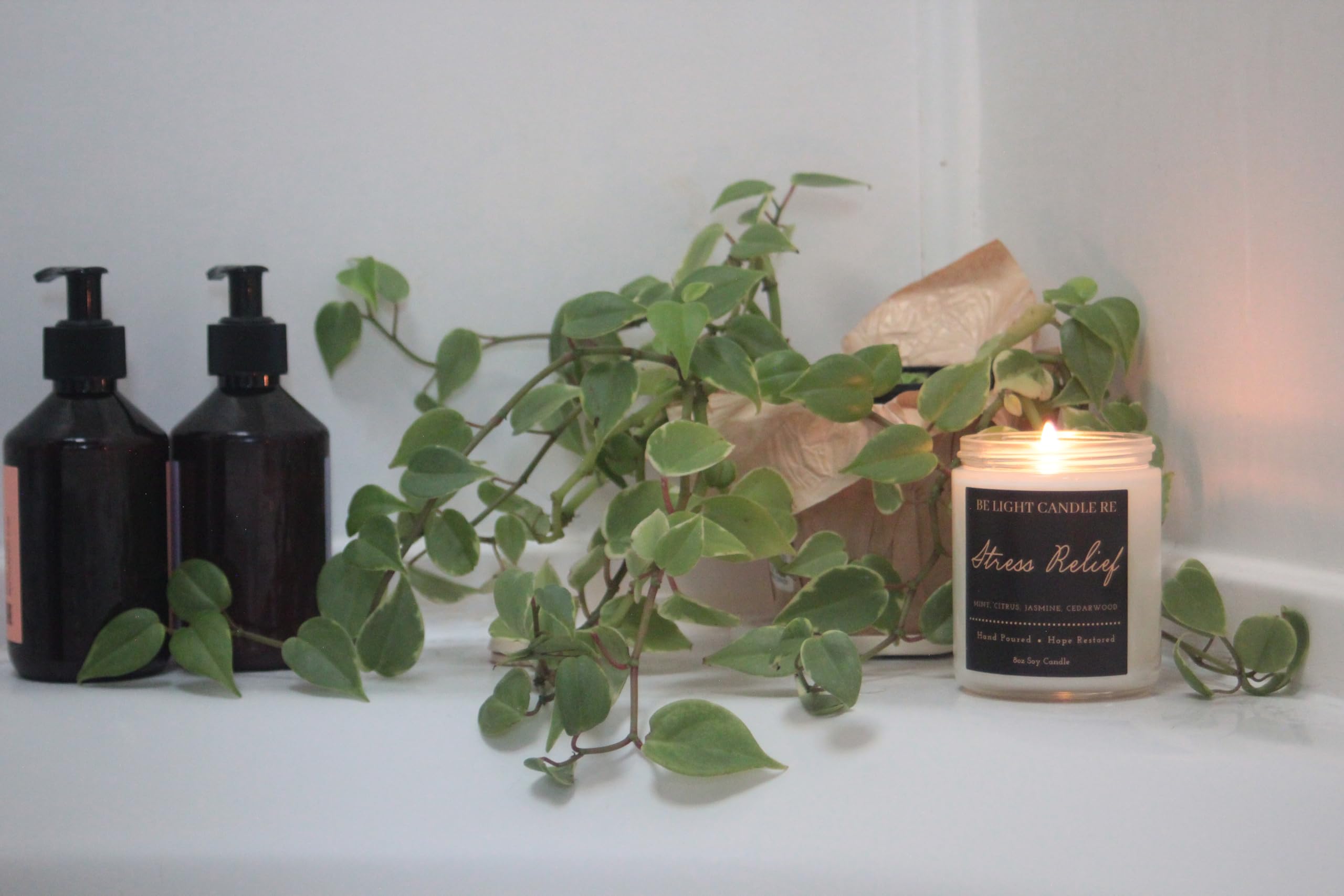 Stress Relief Candle | Purpose-Driven Soy Candles | Scented Candle for Home | 8oz Long Lasting Candle - AB Mystery