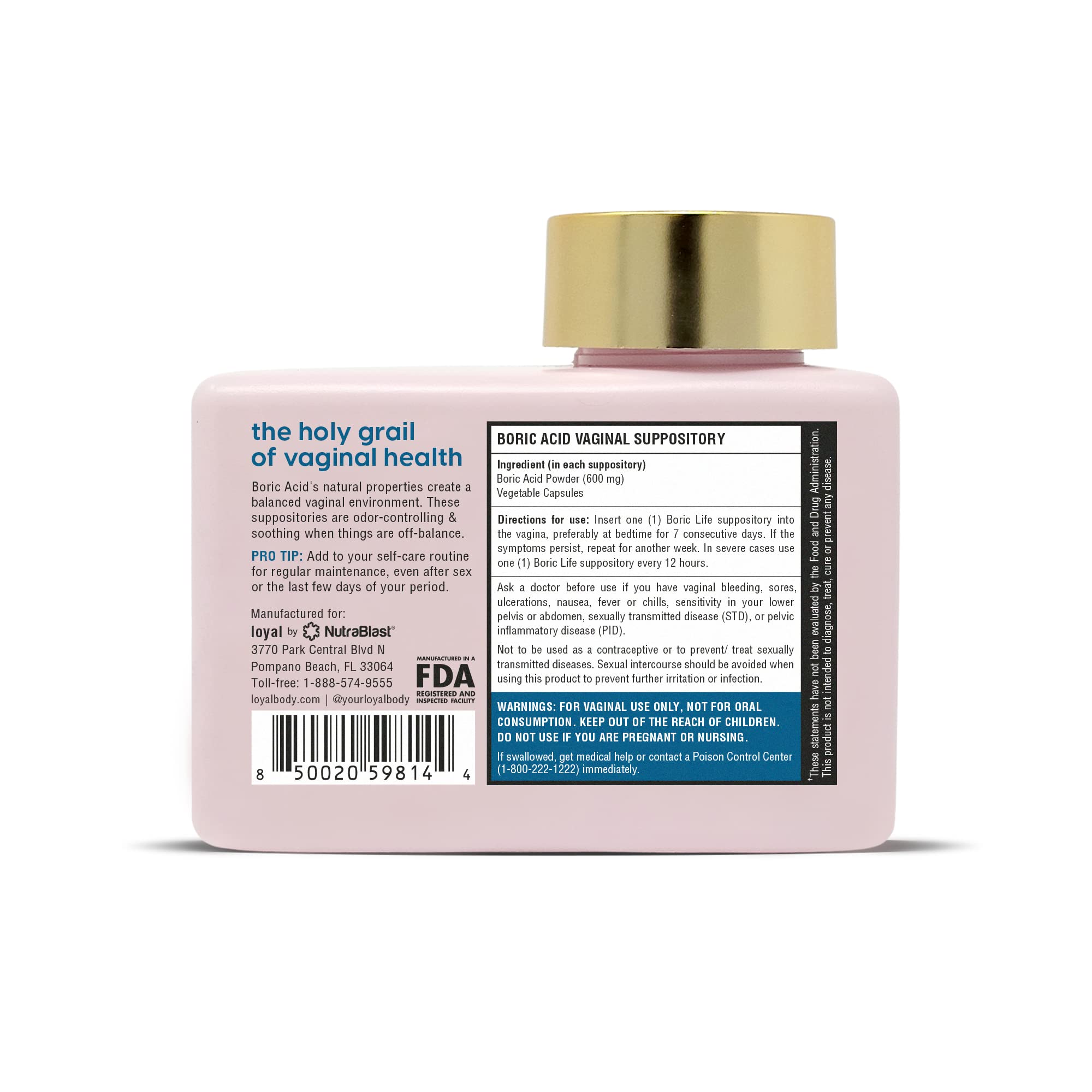 Loyal Boric Life - Boric Acid Vaginal Suppositories - 600mg - Supports Odor Control - Promotes Vaginal - AB Mystery