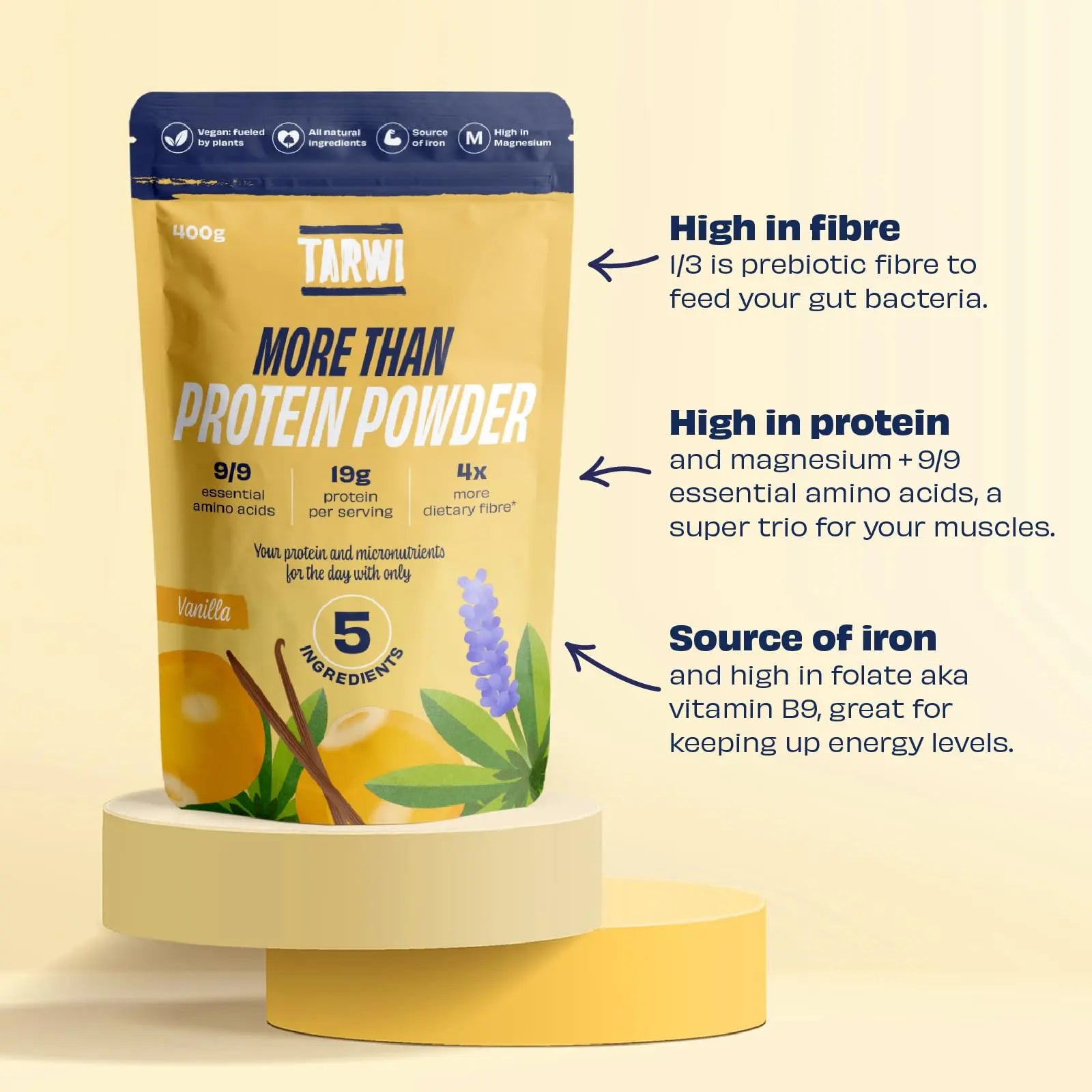 Tarwi Lupin 100% Natural No Bloating Vegan Protein Powder + High Fibre Gut Friendly Plant Based Protein Tarwi