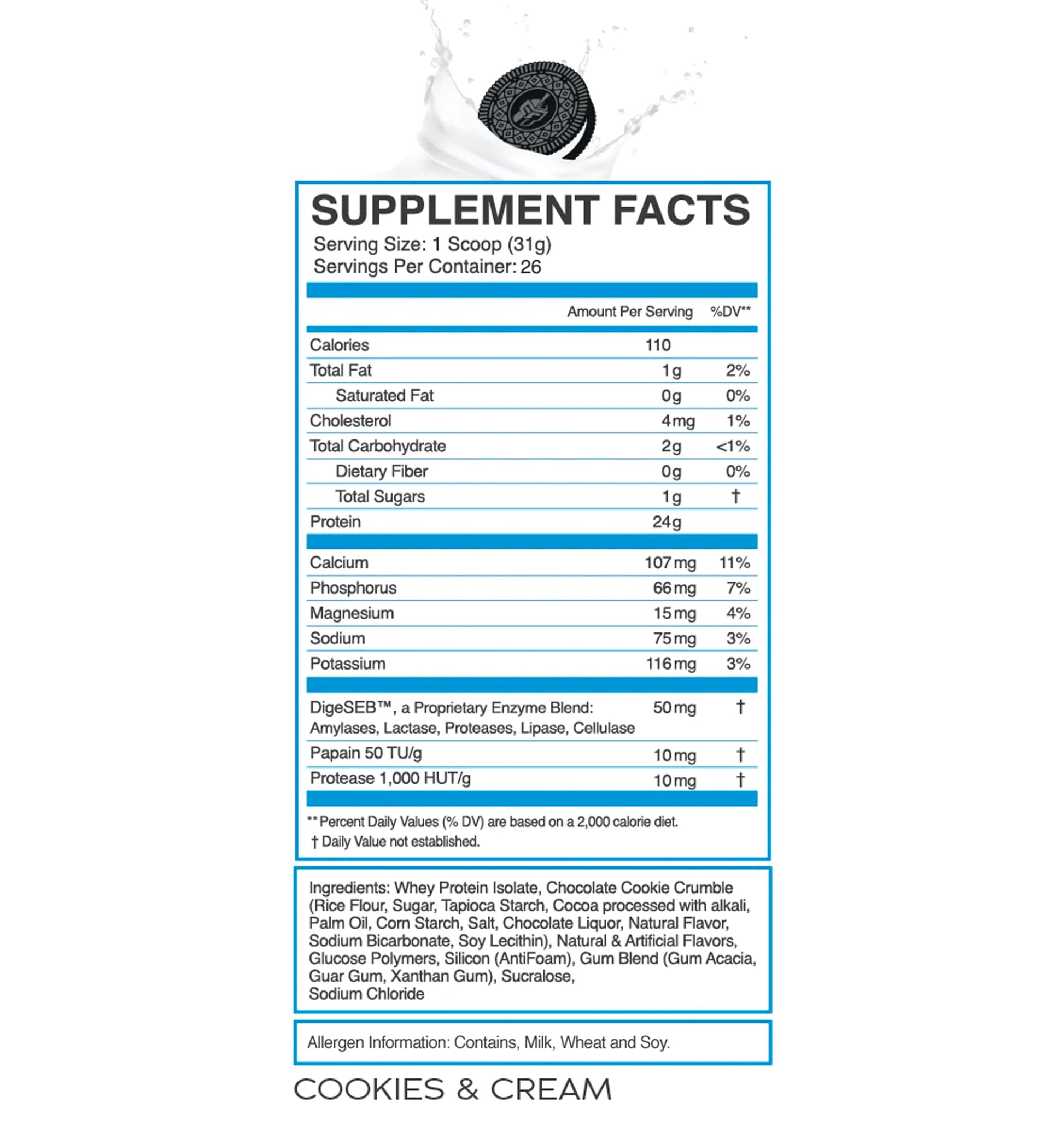 eFlow Nutrition 100% Whey Protein Isolate - Lactose-Free Digestive Enzymes Added - AB Mystery