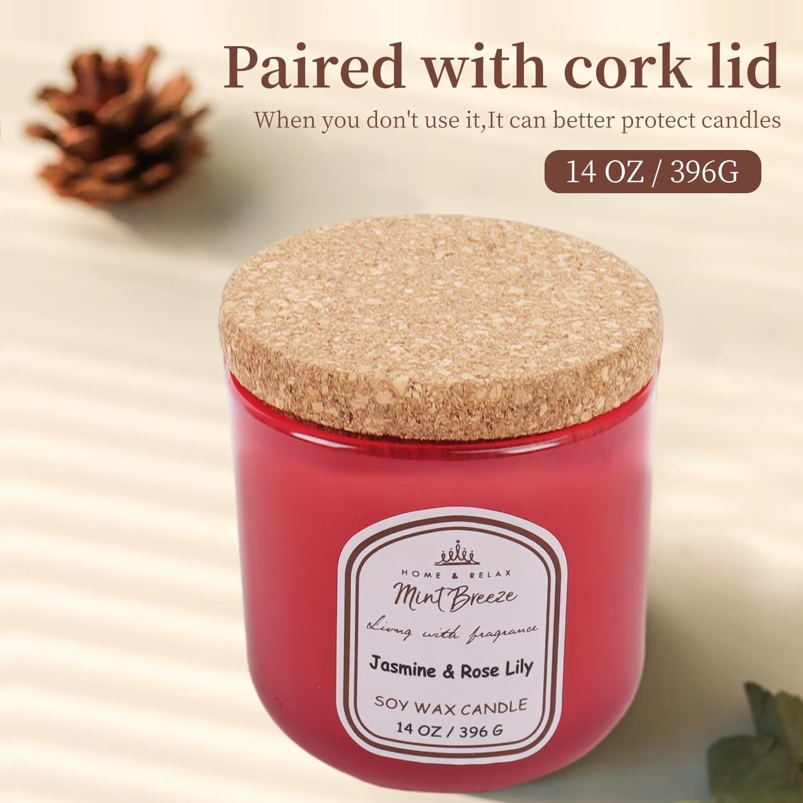 HOME & RELAX 14oz Scented Soy Wax Candle,Big Candle, More Than 80 Hours Long Lasting Burning time - AB Mystery