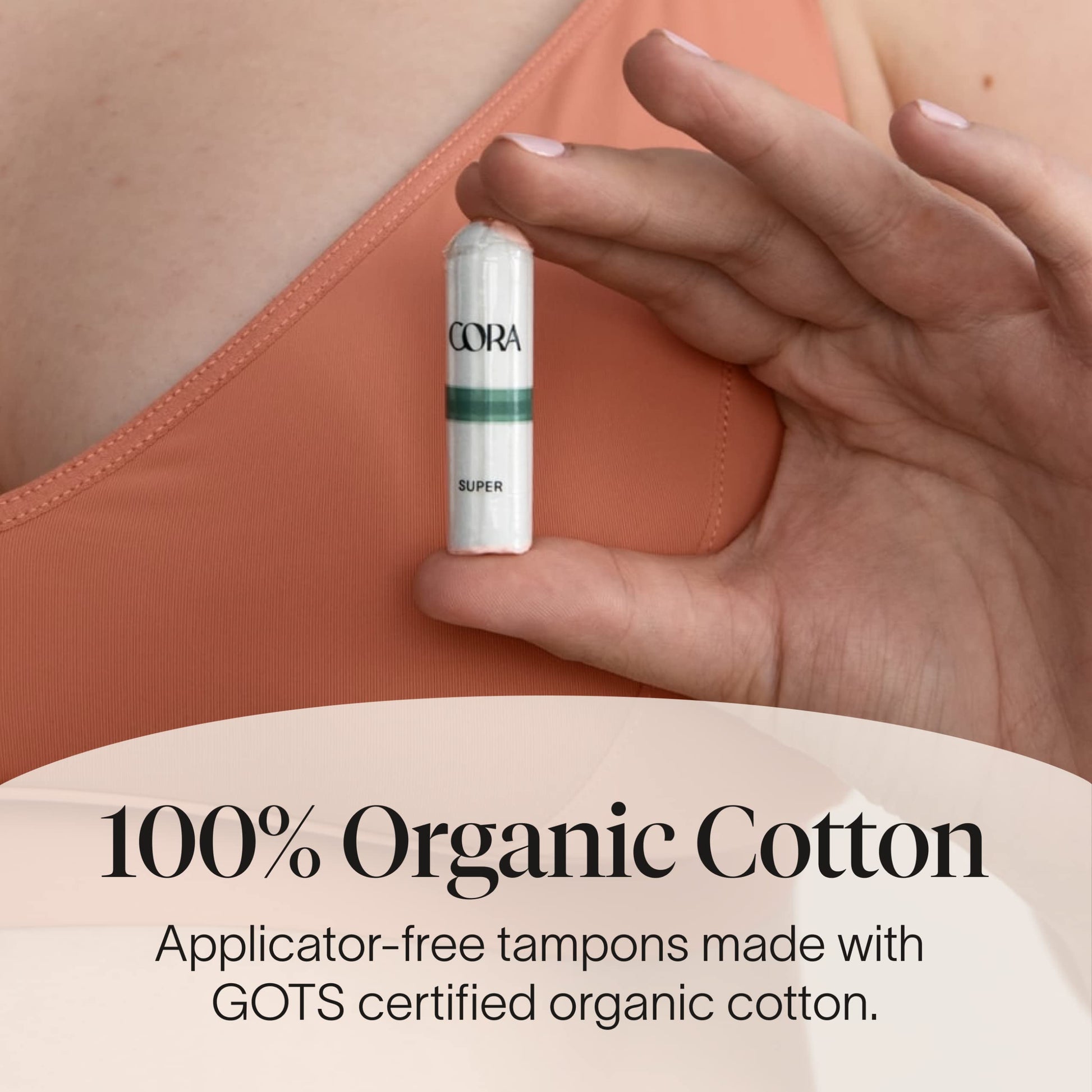 Cora 100% Organic Cotton Non-Applicator Tampons | Ultra-Absorbent, Unscented, Natural, Non-Toxic - AB Mystery