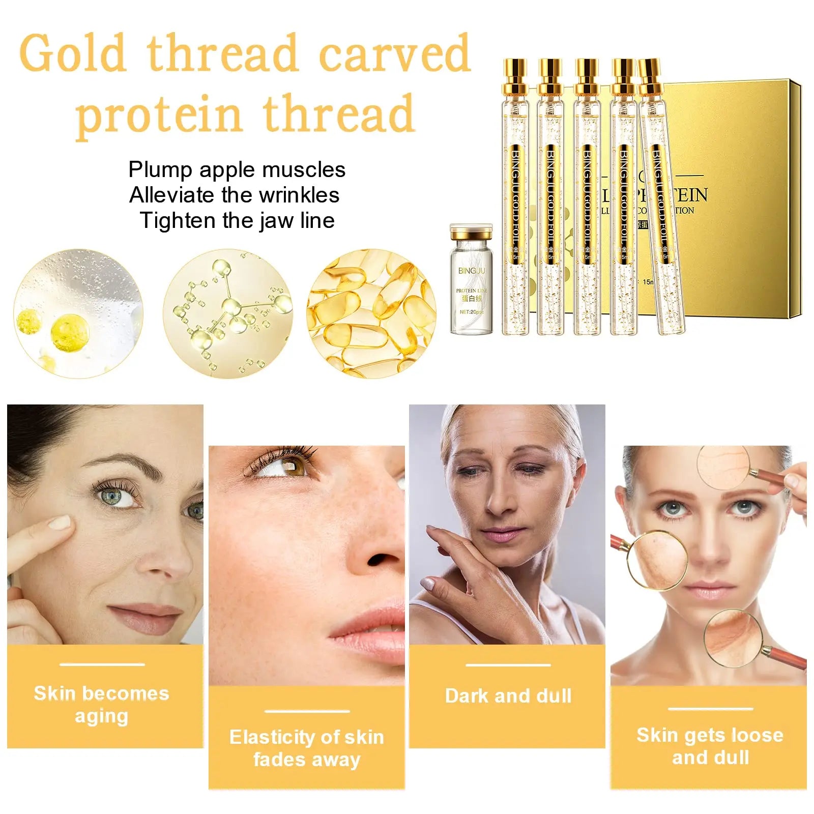 Instalift Korean Protein Thread Lifting Set, Absorbable Collagen Threads for Face Lift, Soluble Protein - AB Mystery