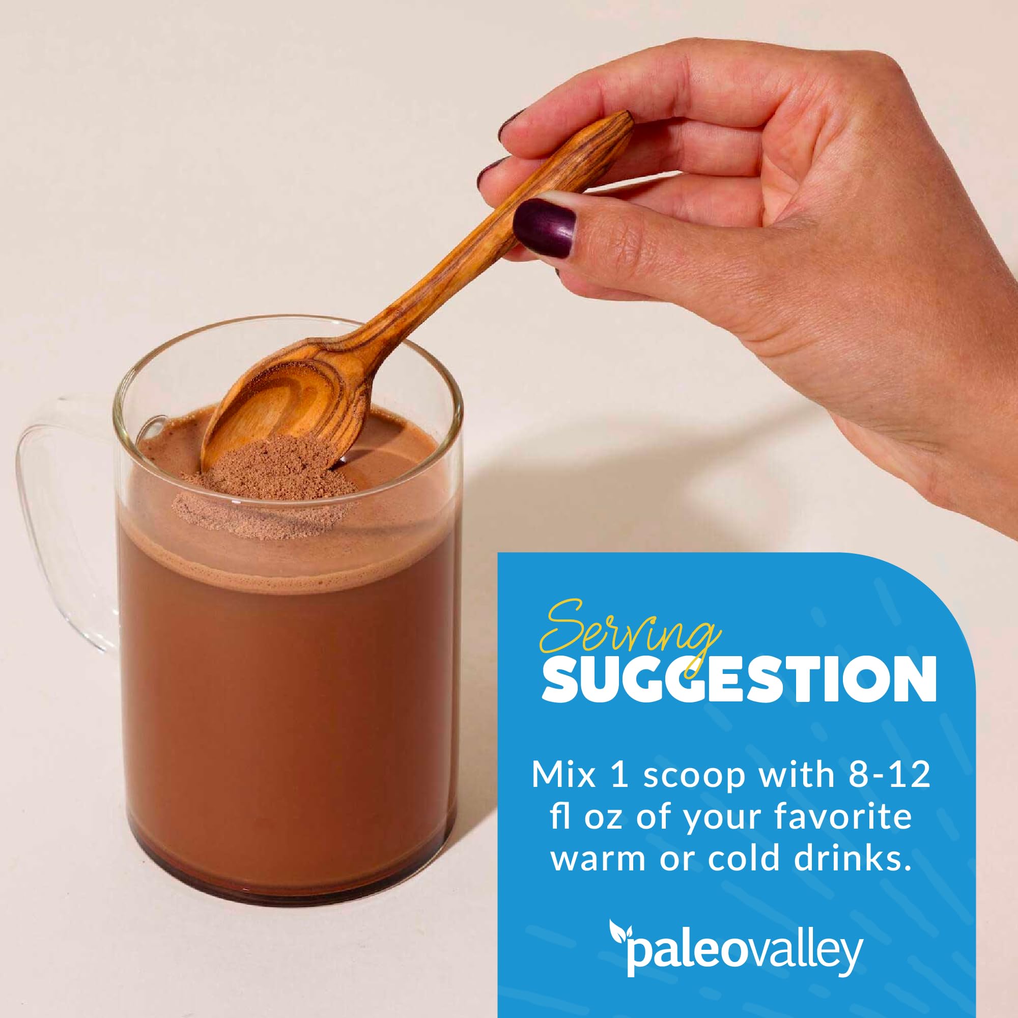 Paleovalley 100% Grass Fed Bone Broth Protein Powder - Chocolate - Rich in Collagen - AB Mystery