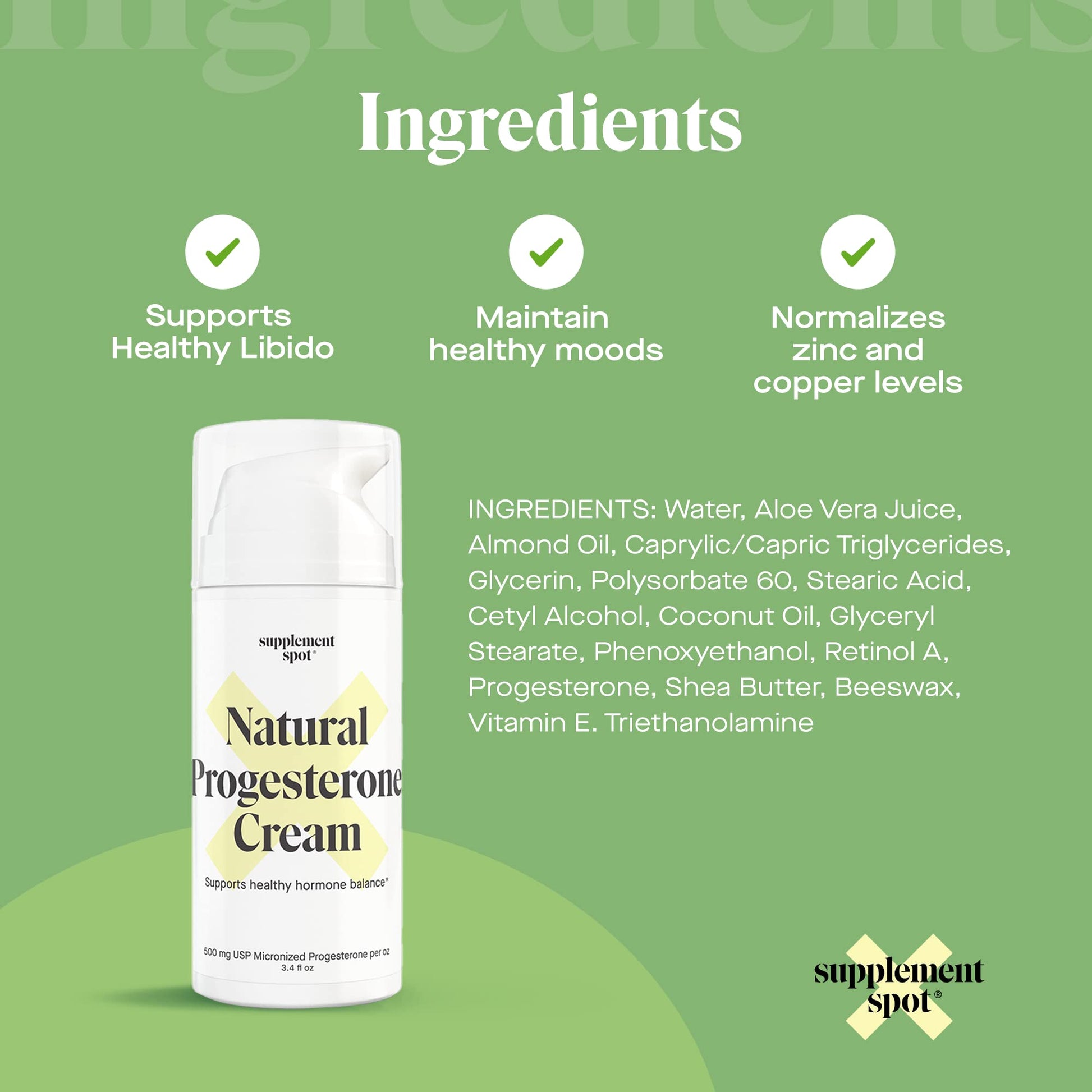 Supplement Spot Natural Progesterone Cream for Women – Micronized Bioidentical Progesterone Cream - AB Mystery