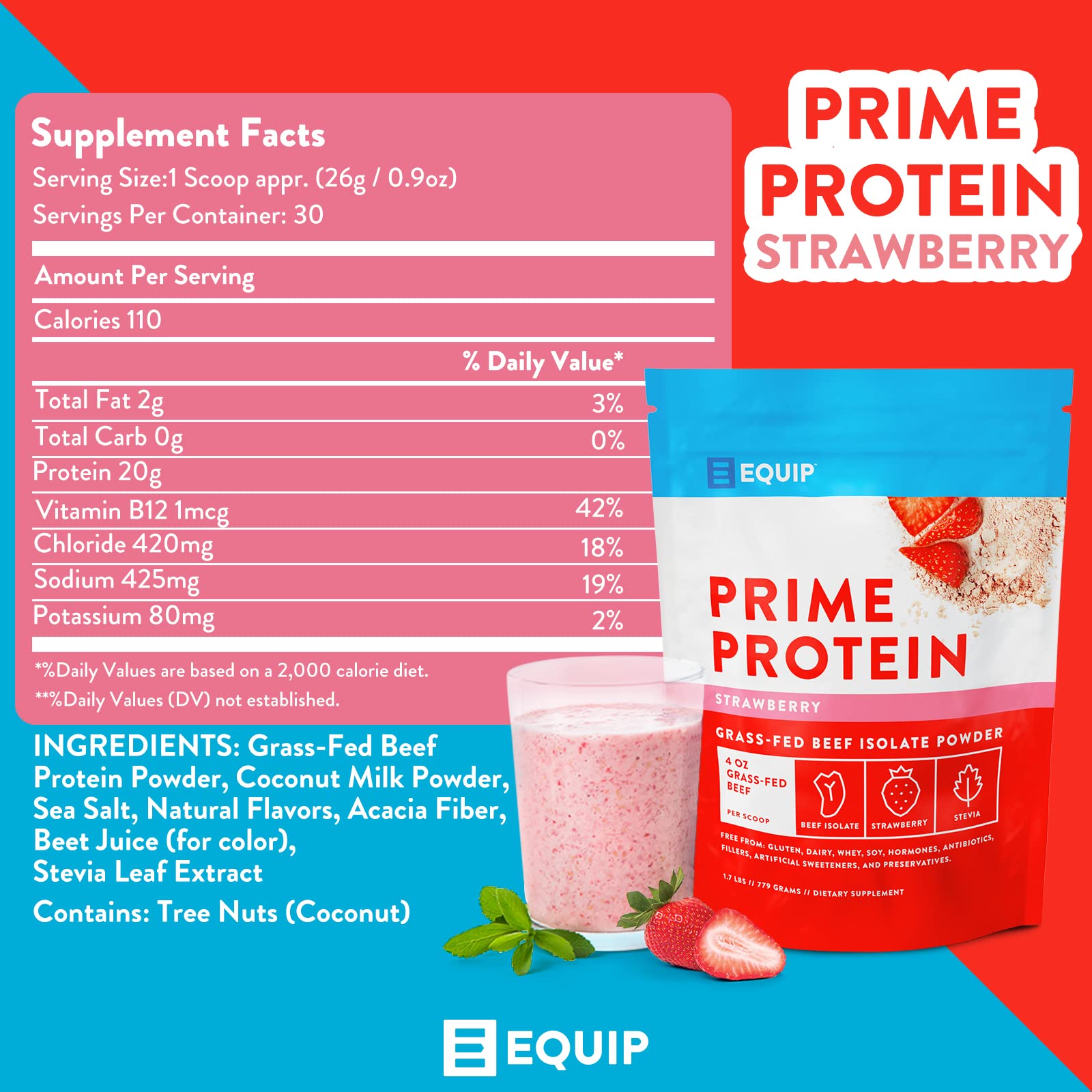 Equip Foods Prime Protein - Grass-Fed Beef Protein Powder Isolate -Paleo and Keto - AB Mystery