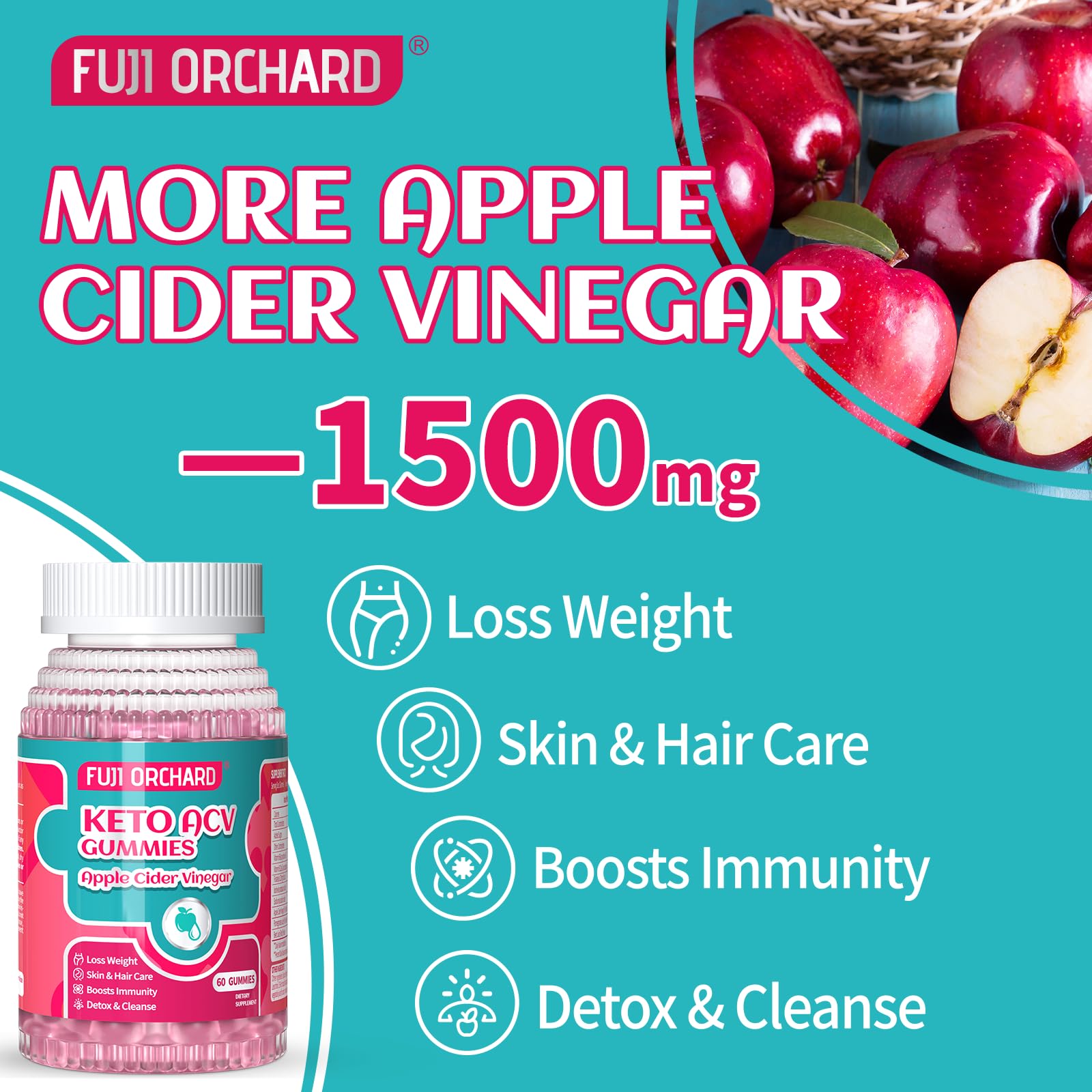 FUJI ORCHARD Keto Acv Gummies, 1500mg Keto Acv Gummies Advanced Weight Loss - AB Mystery